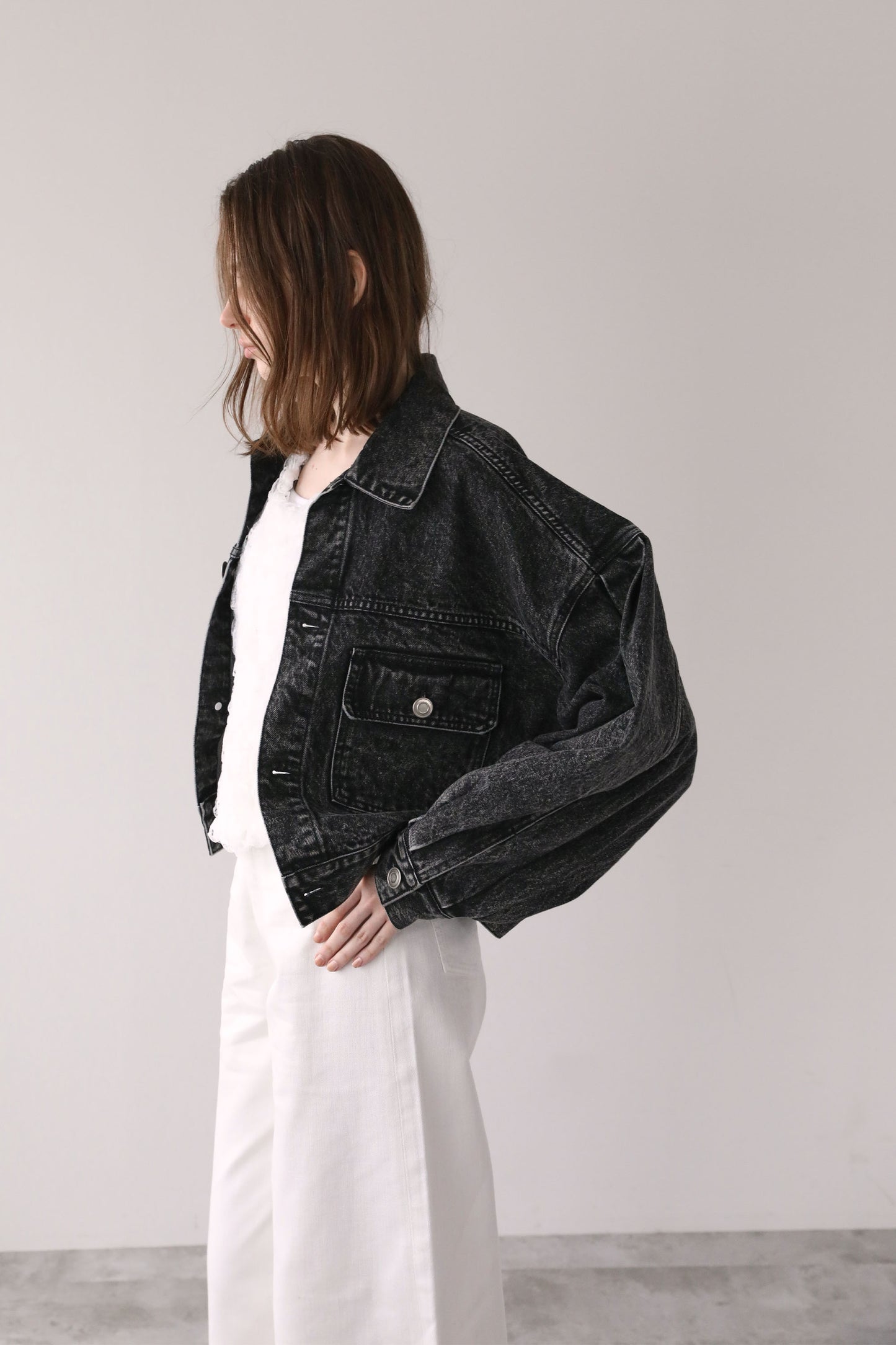 ショートデニムジャケット【GRAY】