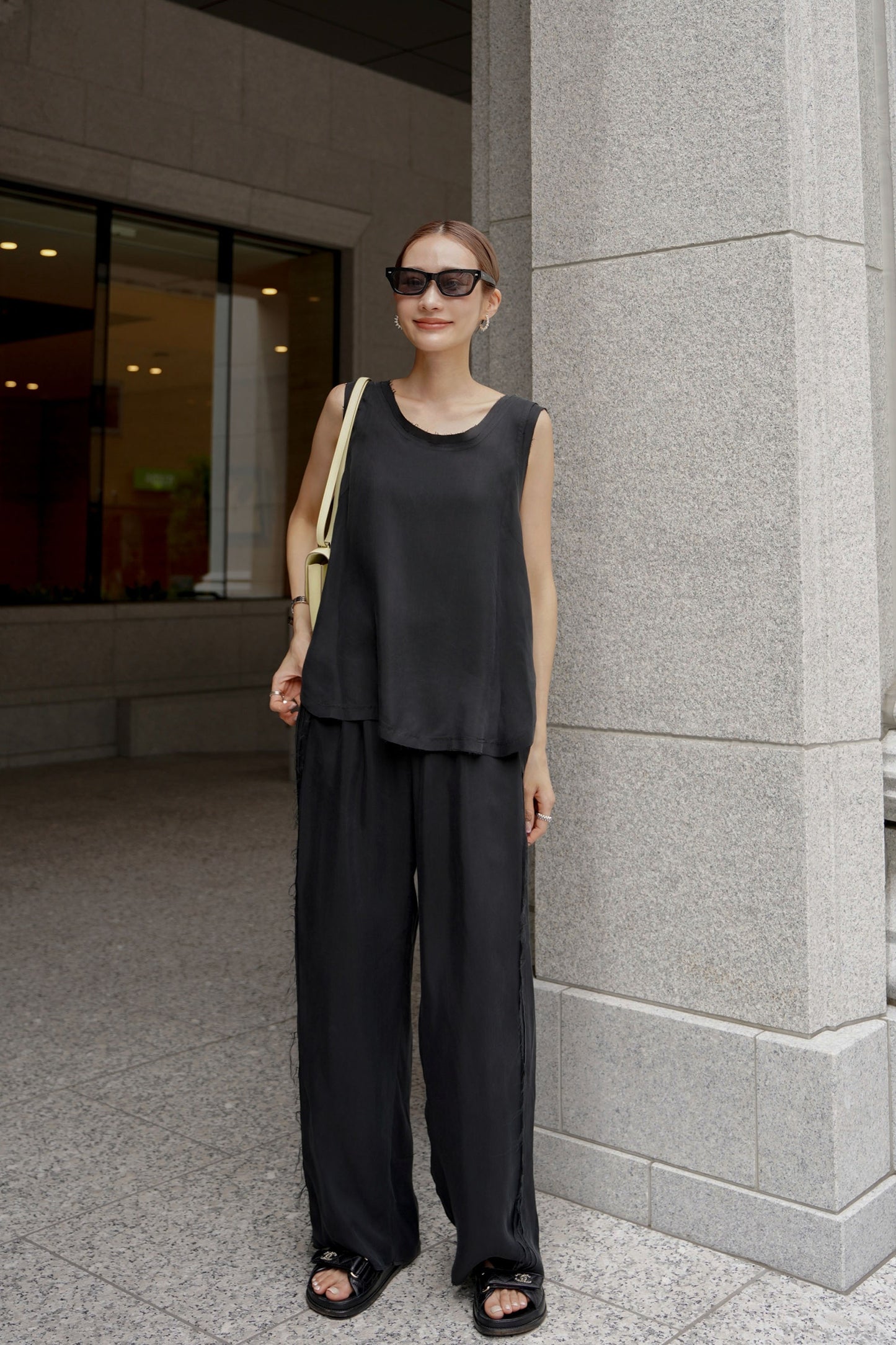 カットオフキュプラパンツ【BLACK】