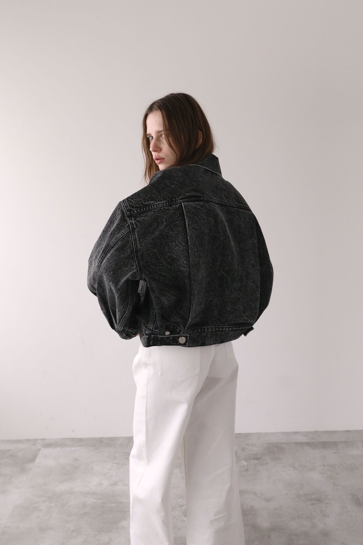 ショートデニムジャケット【GRAY】