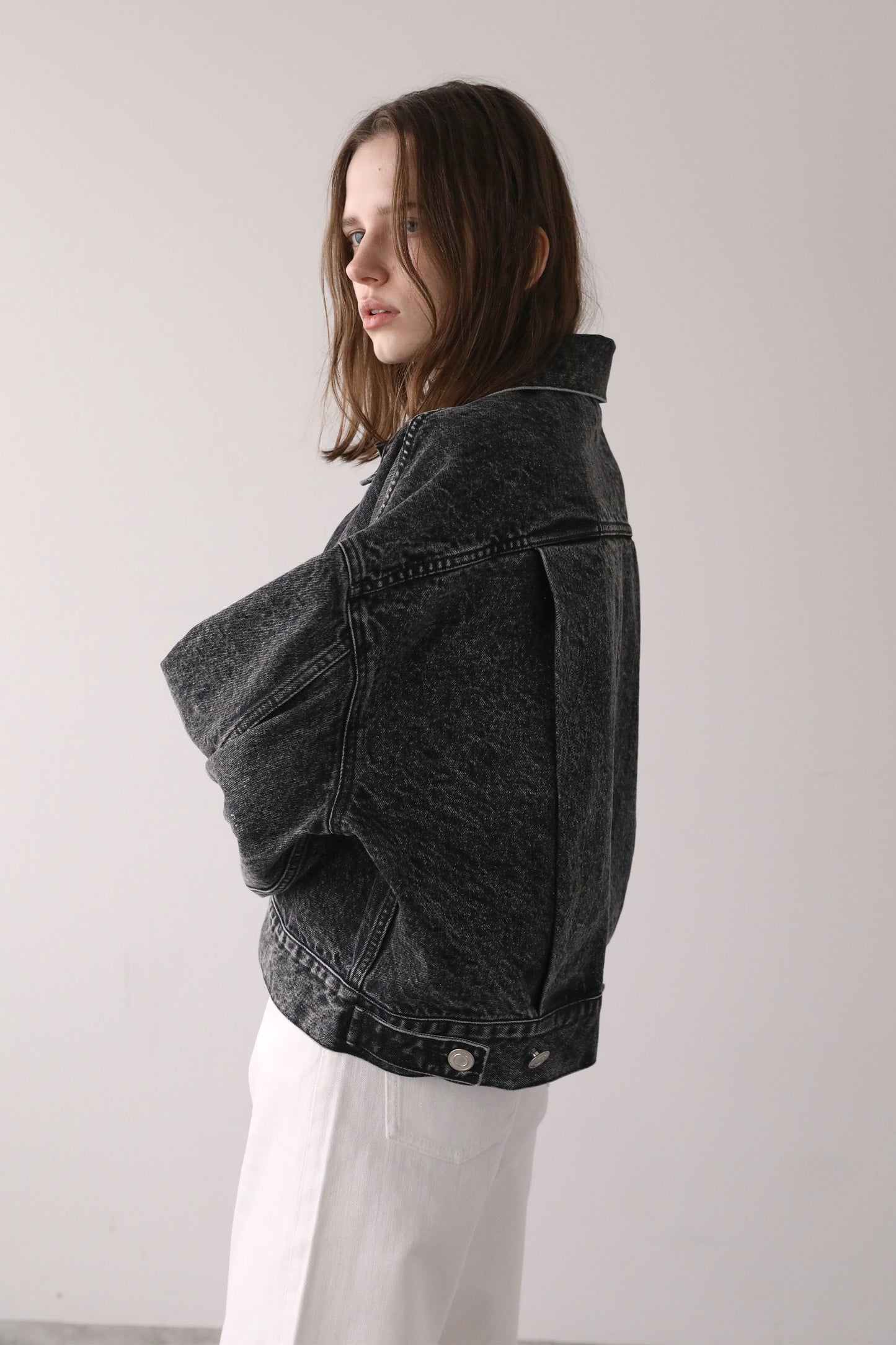 ショートデニムジャケット【GRAY】