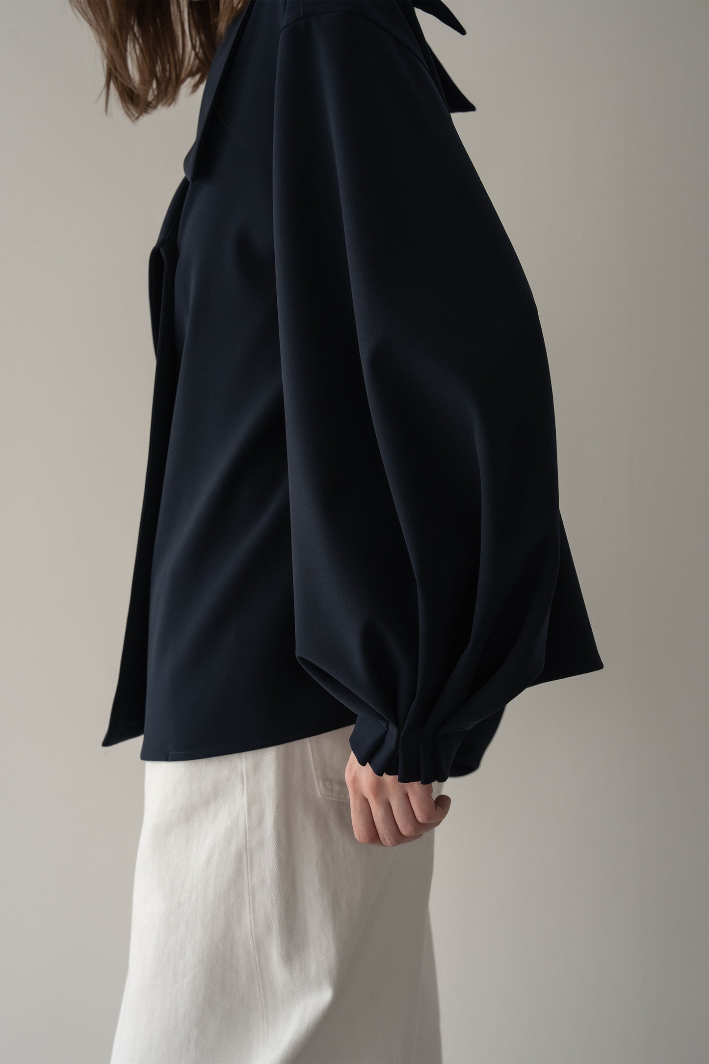 アシメントリーカラーブラウス【NAVY】