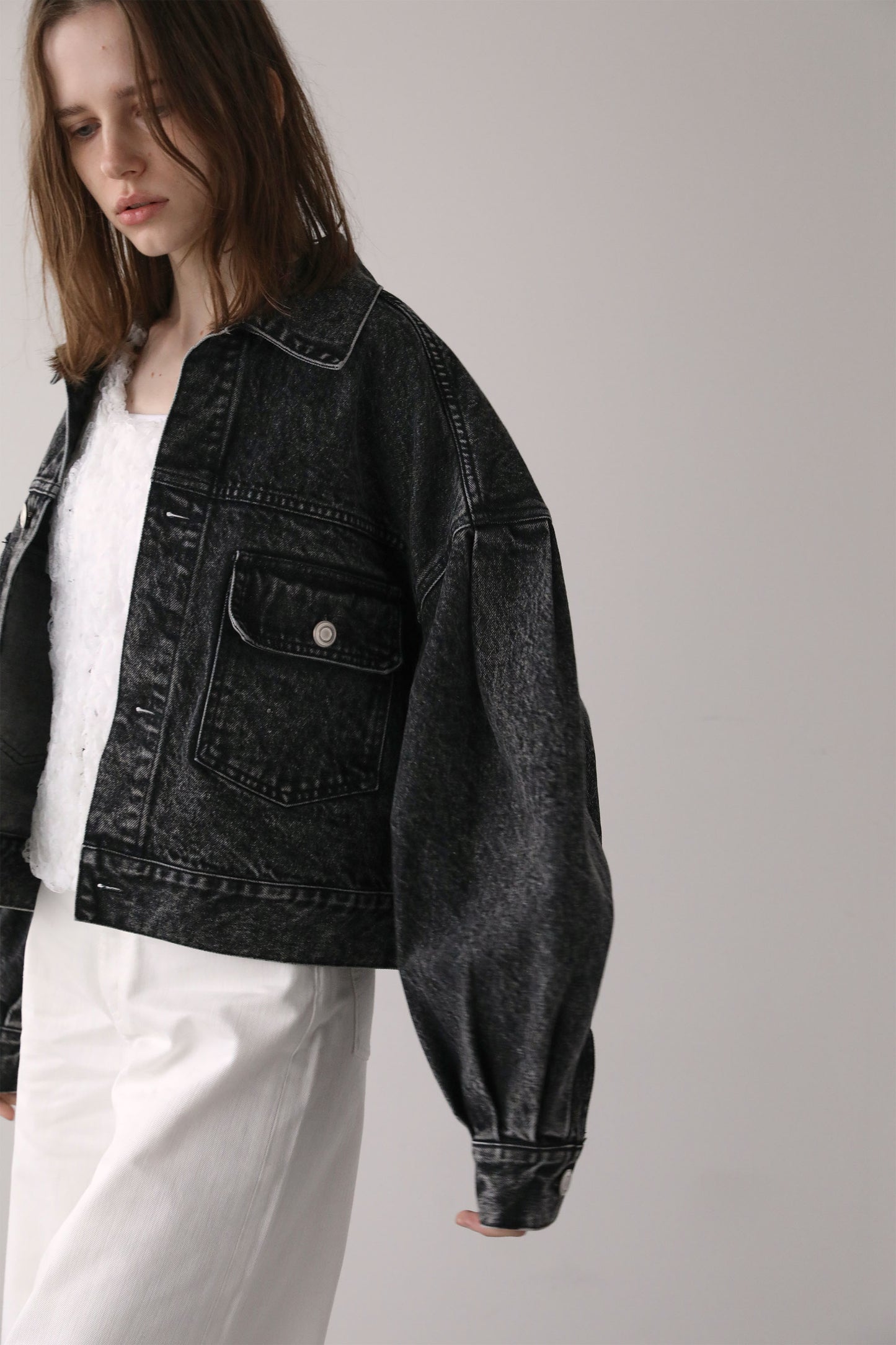 ショートデニムジャケット【GRAY】