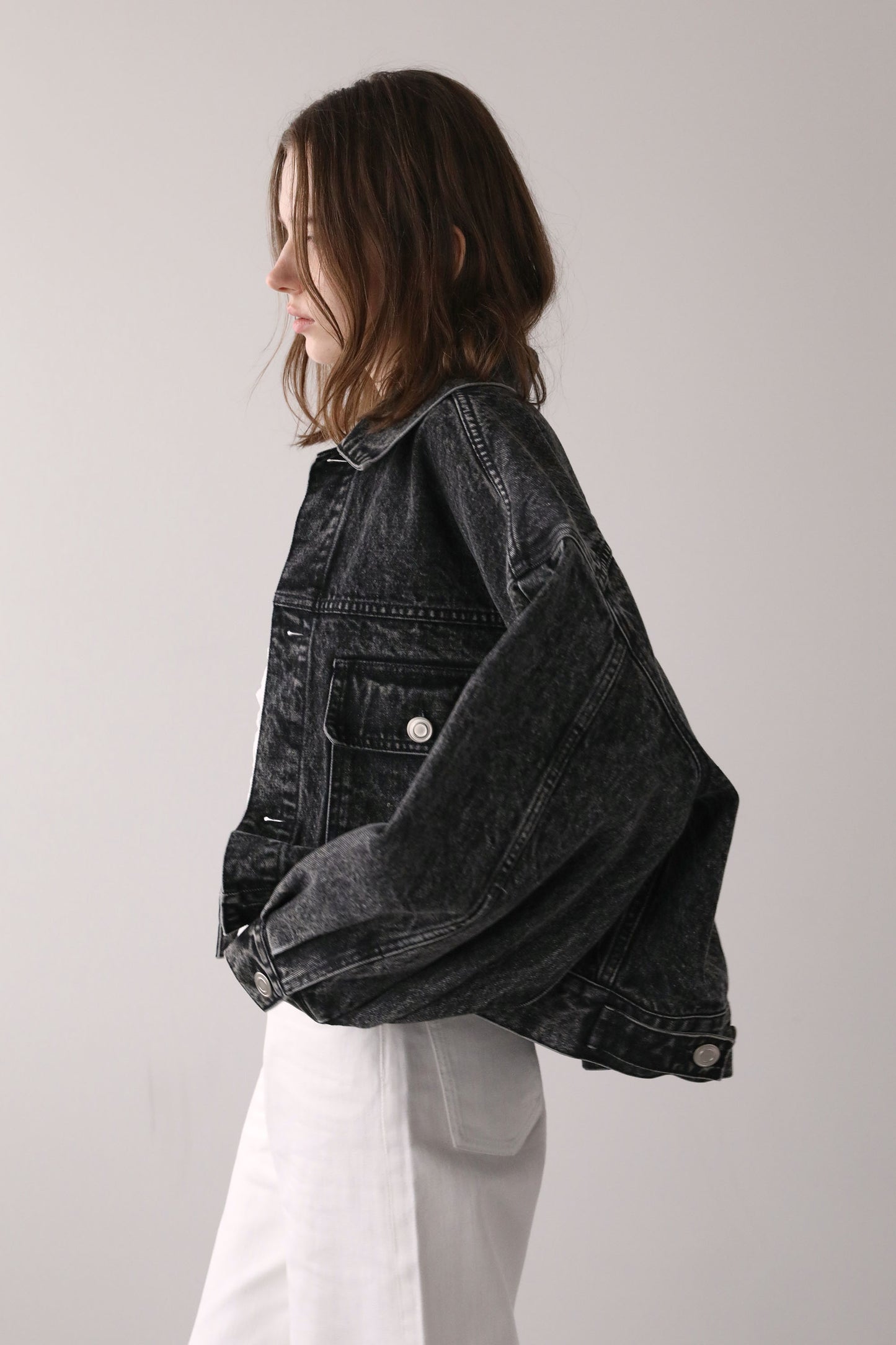 ショートデニムジャケット【GRAY】
