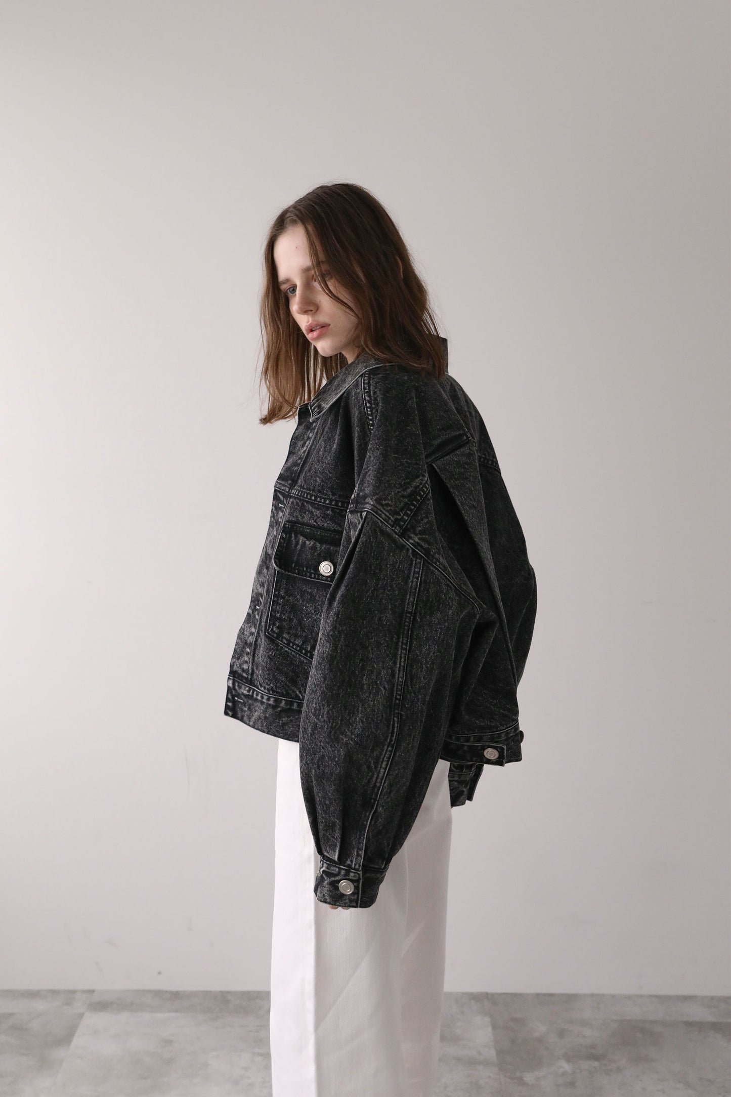 ショートデニムジャケット【GRAY】