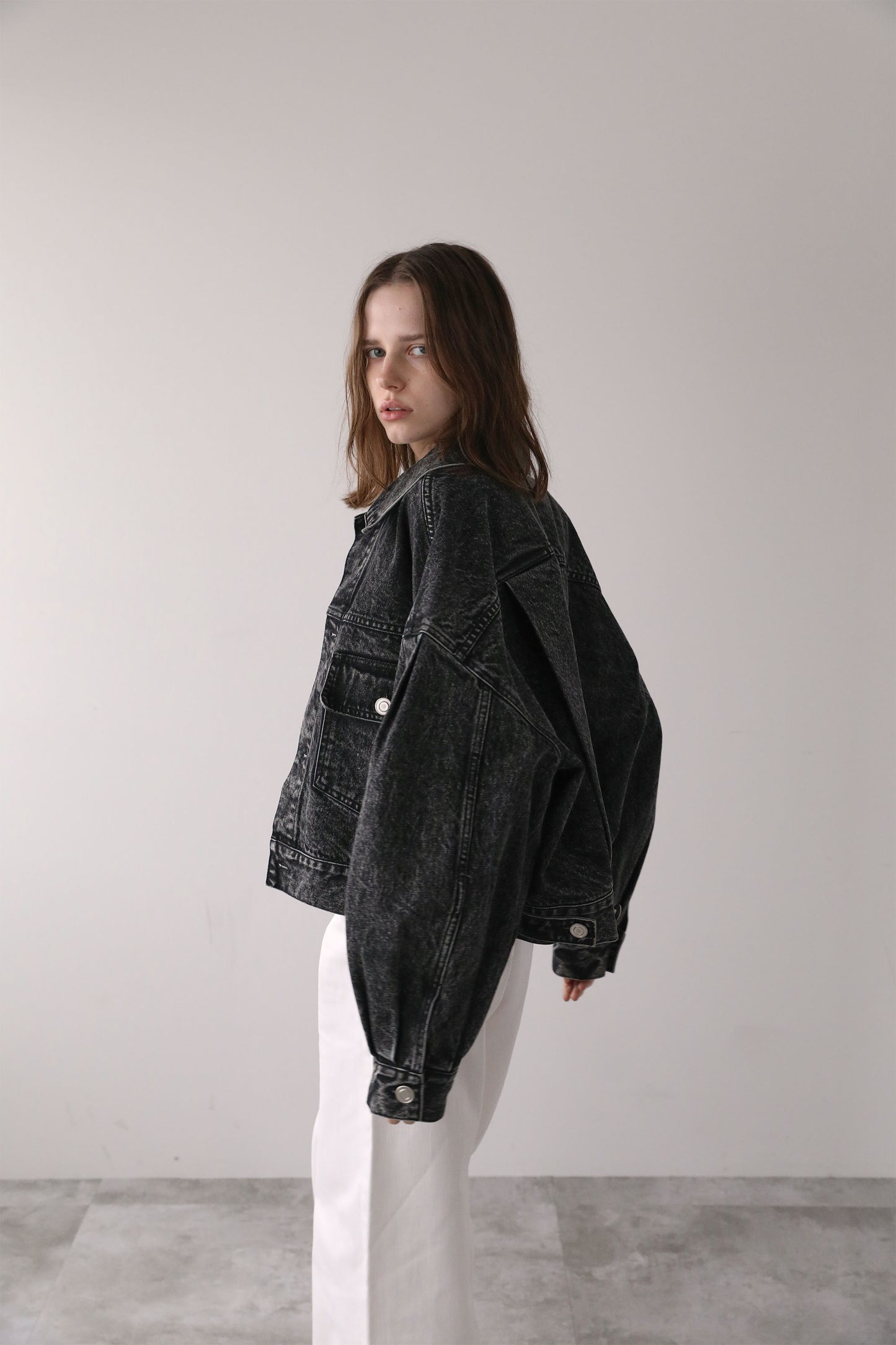 ショートデニムジャケット【GRAY】