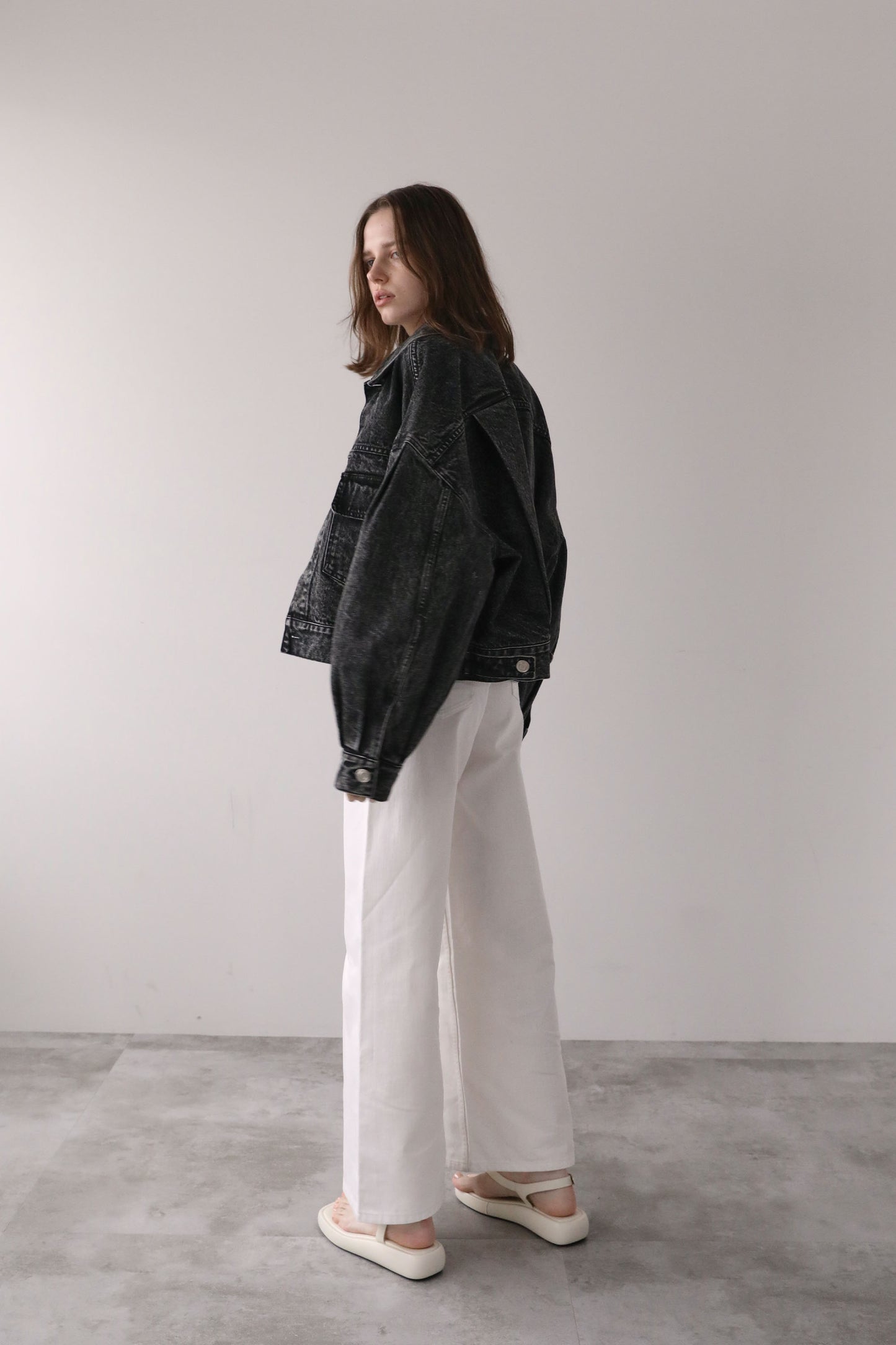 ショートデニムジャケット【GRAY】