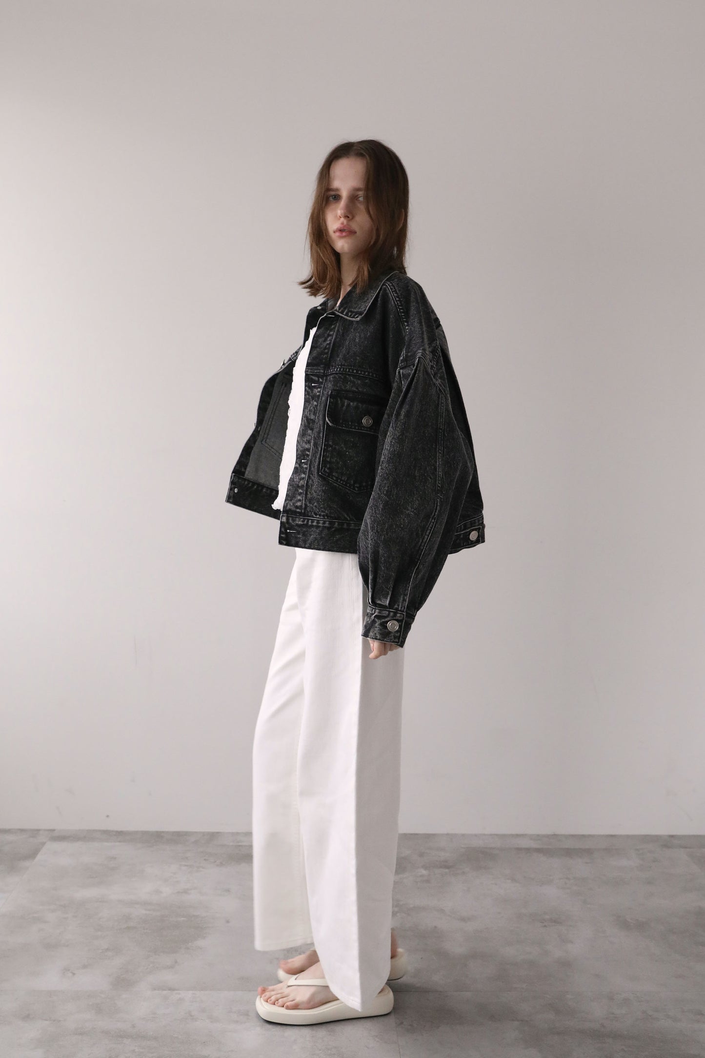 ショートデニムジャケット【GRAY】