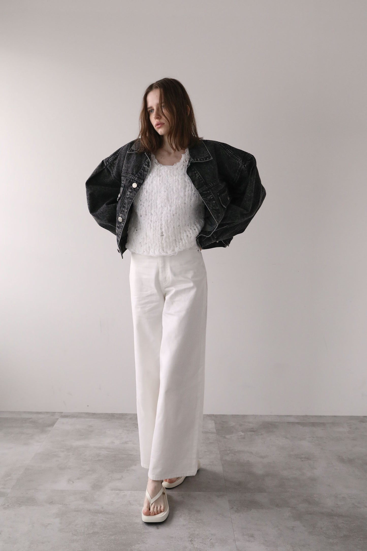 ショートデニムジャケット【GRAY】