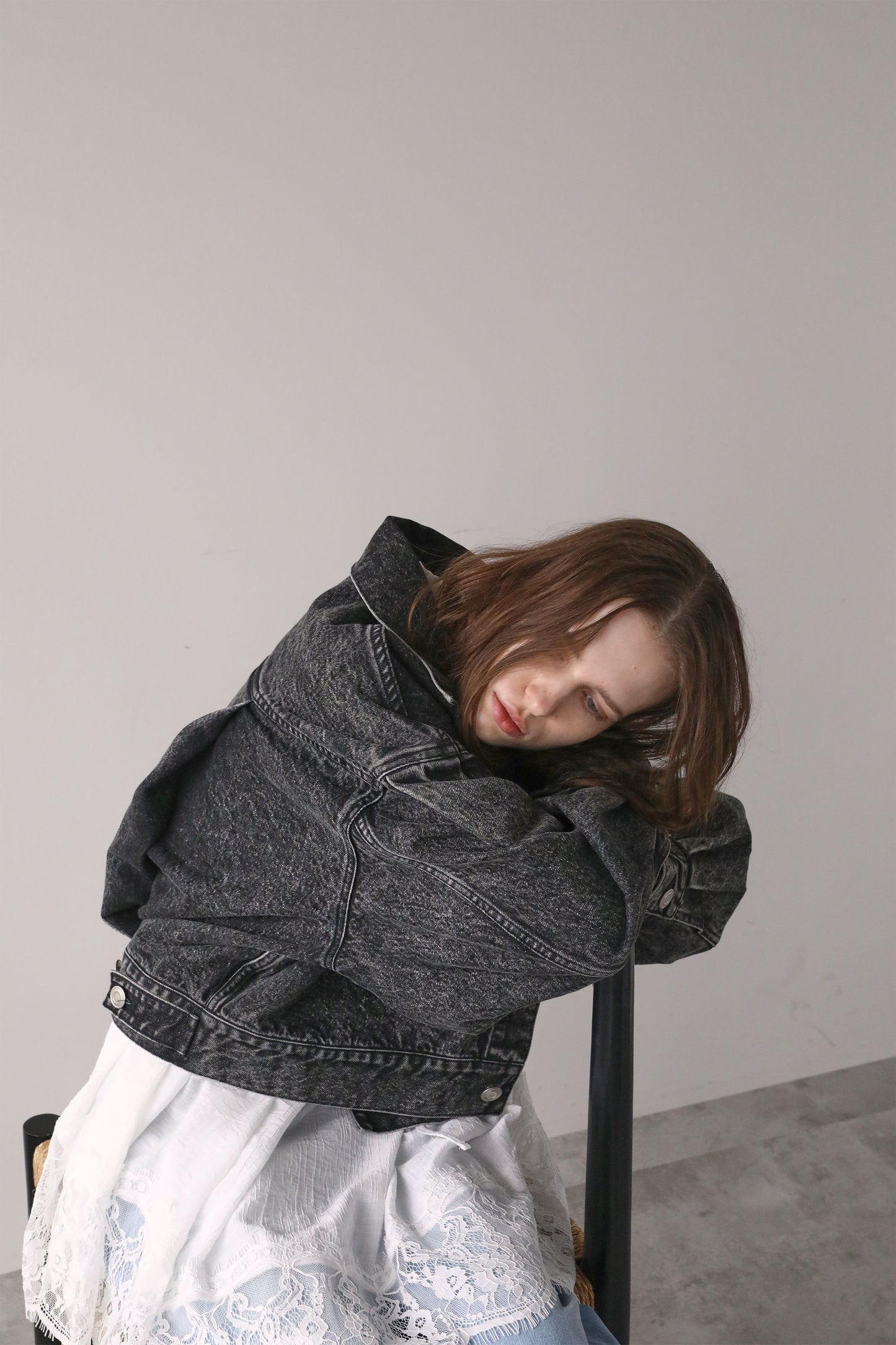 ショートデニムジャケット【GRAY】