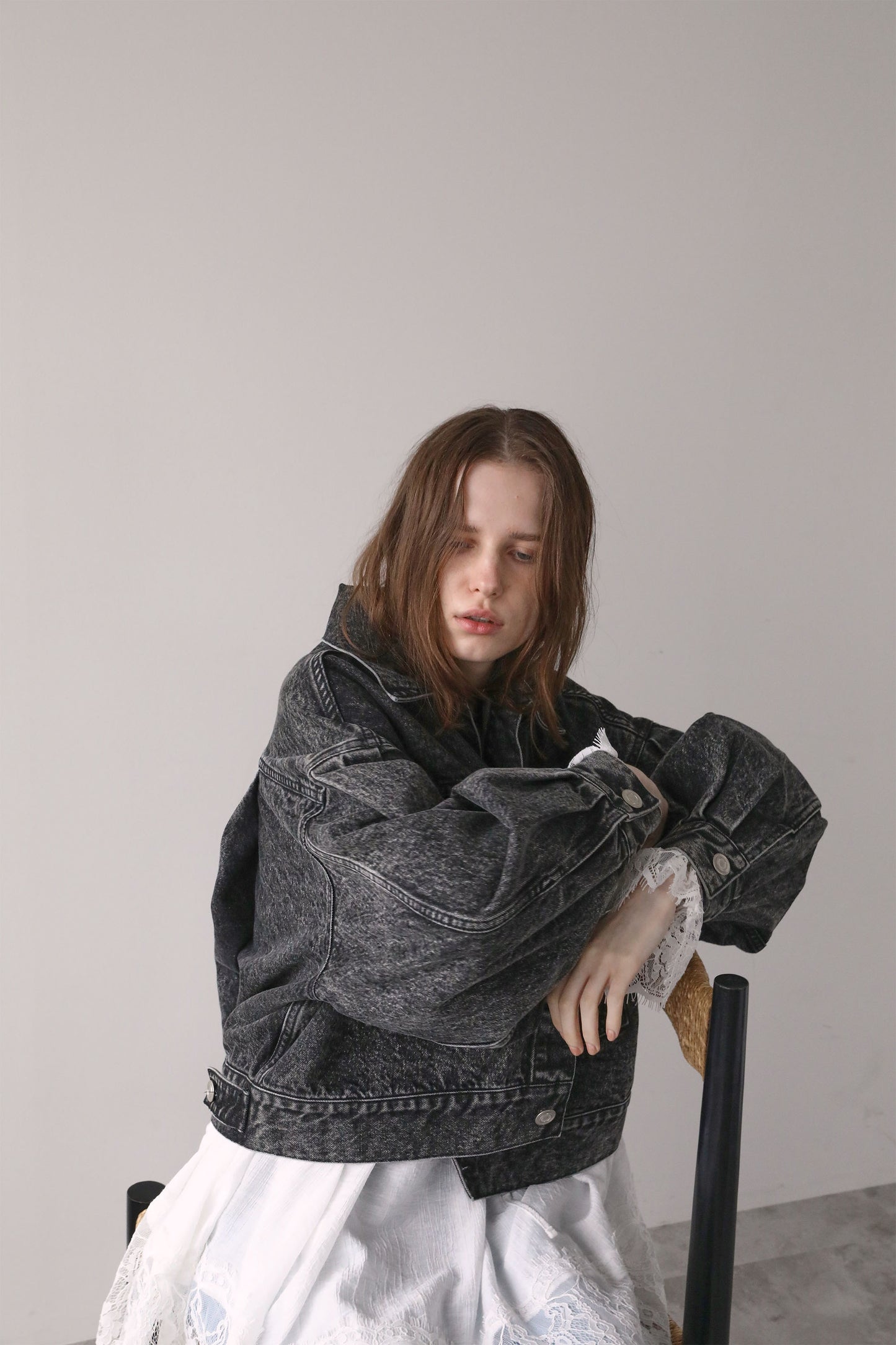 ショートデニムジャケット【GRAY】