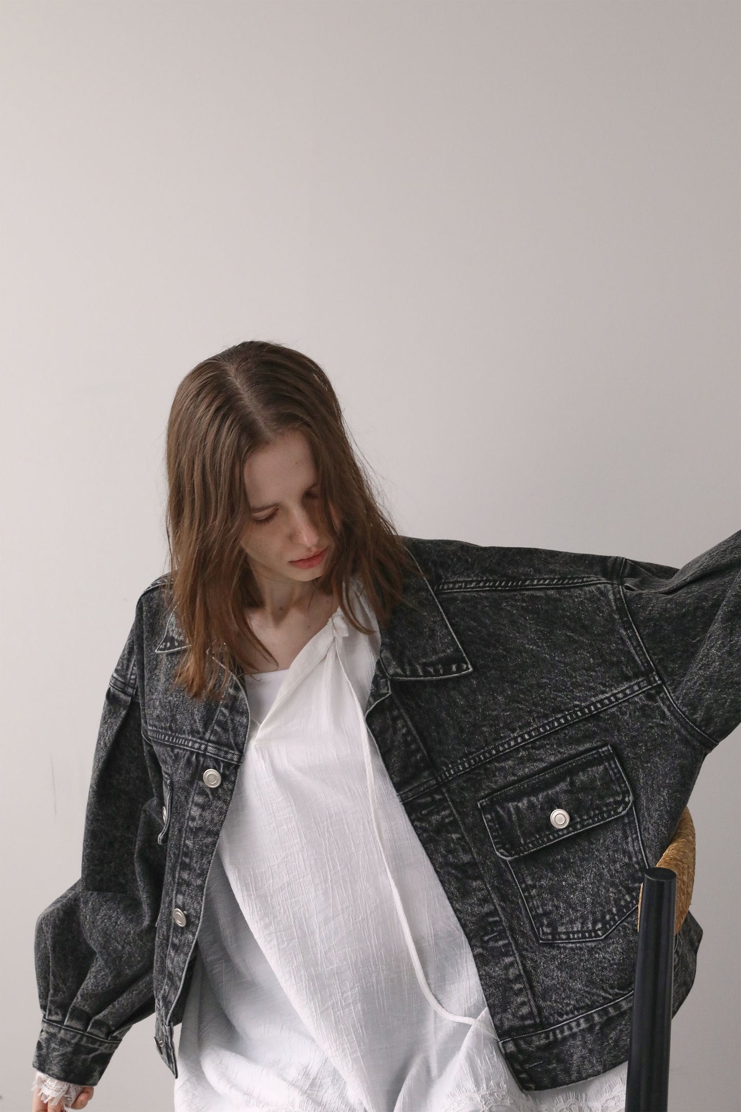 ショートデニムジャケット【GRAY】