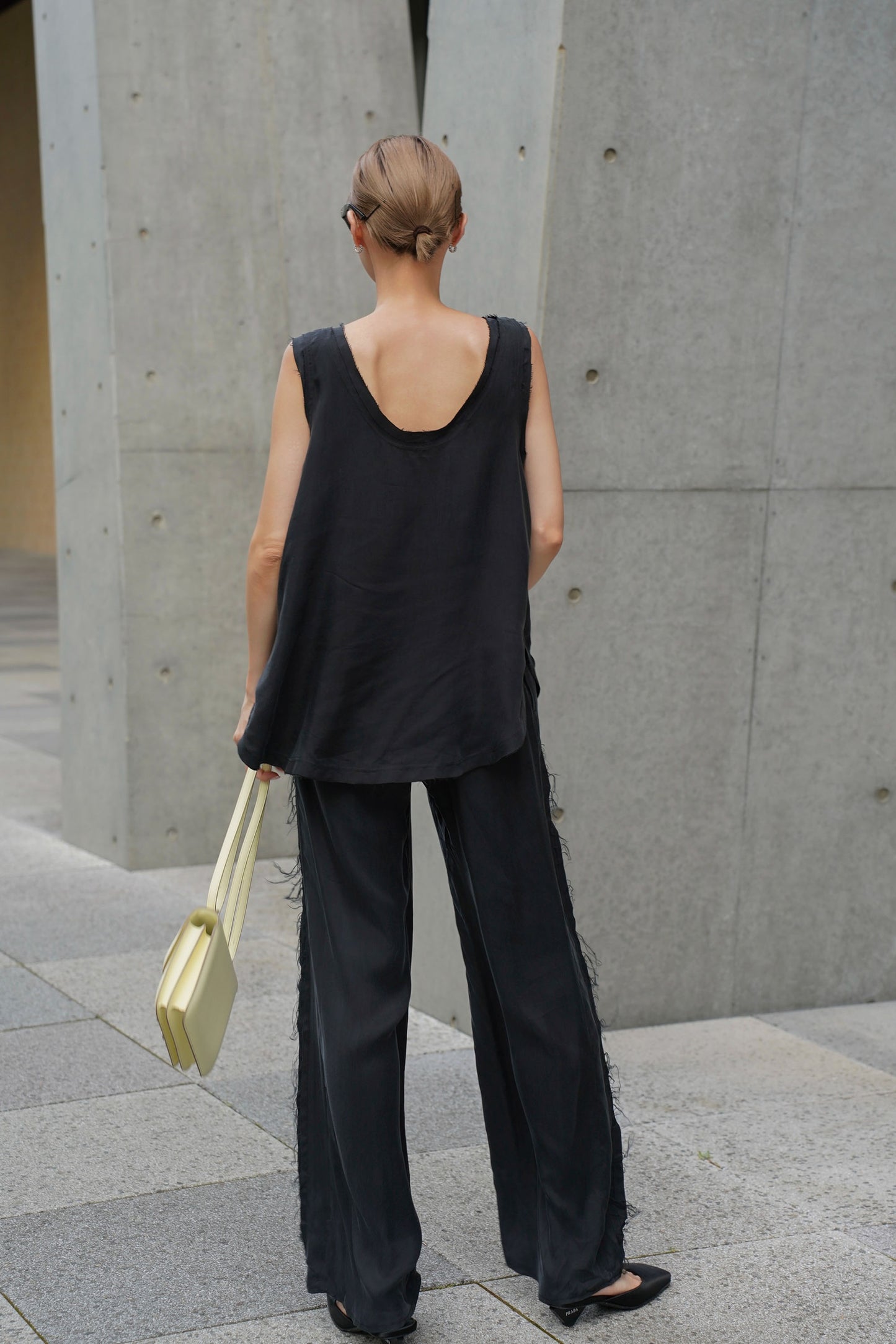カットオフキュプラパンツ【BLACK】