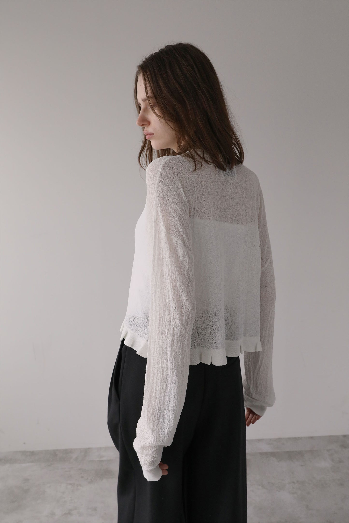 シアーフリルカーディガン【WHITE】