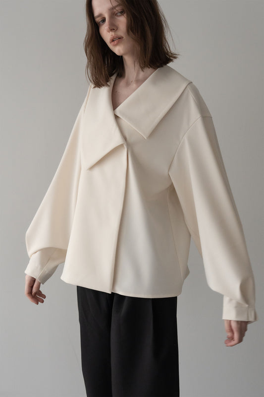 アシメントリーカラーブラウス【WHITE】