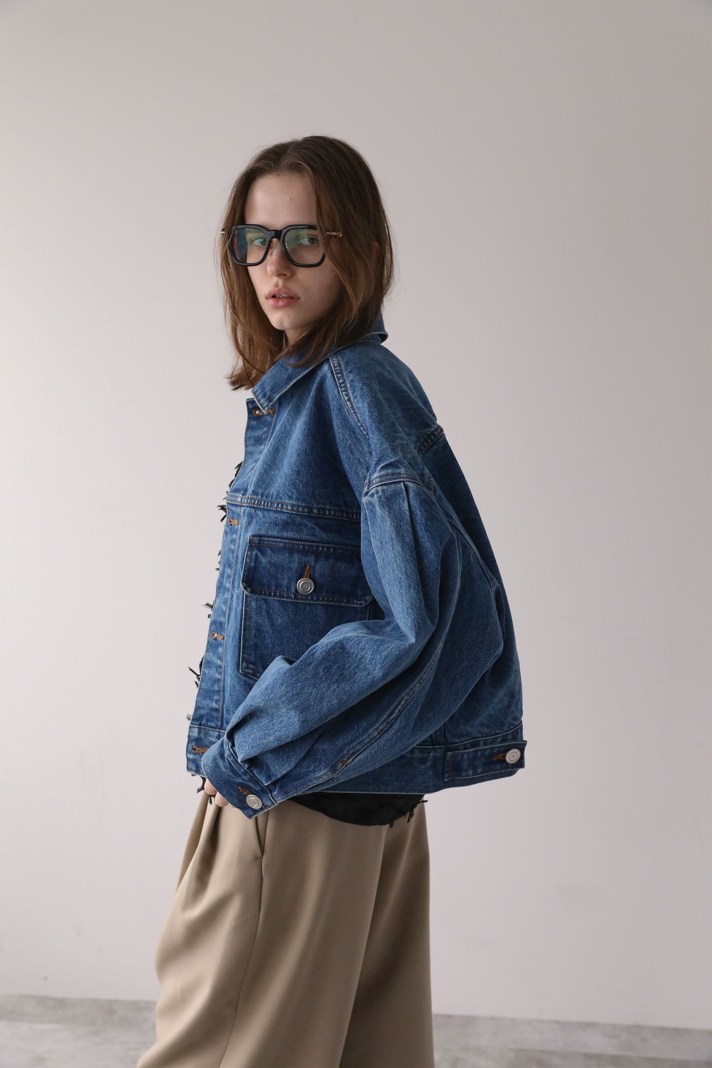 ショートデニムジャケット【BLUE】