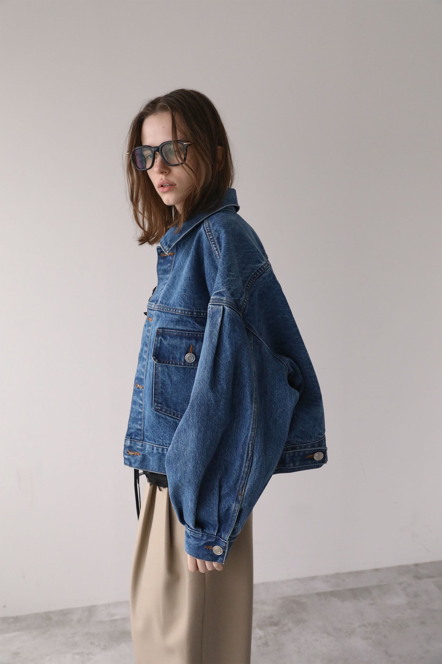 ショートデニムジャケット【BLUE】