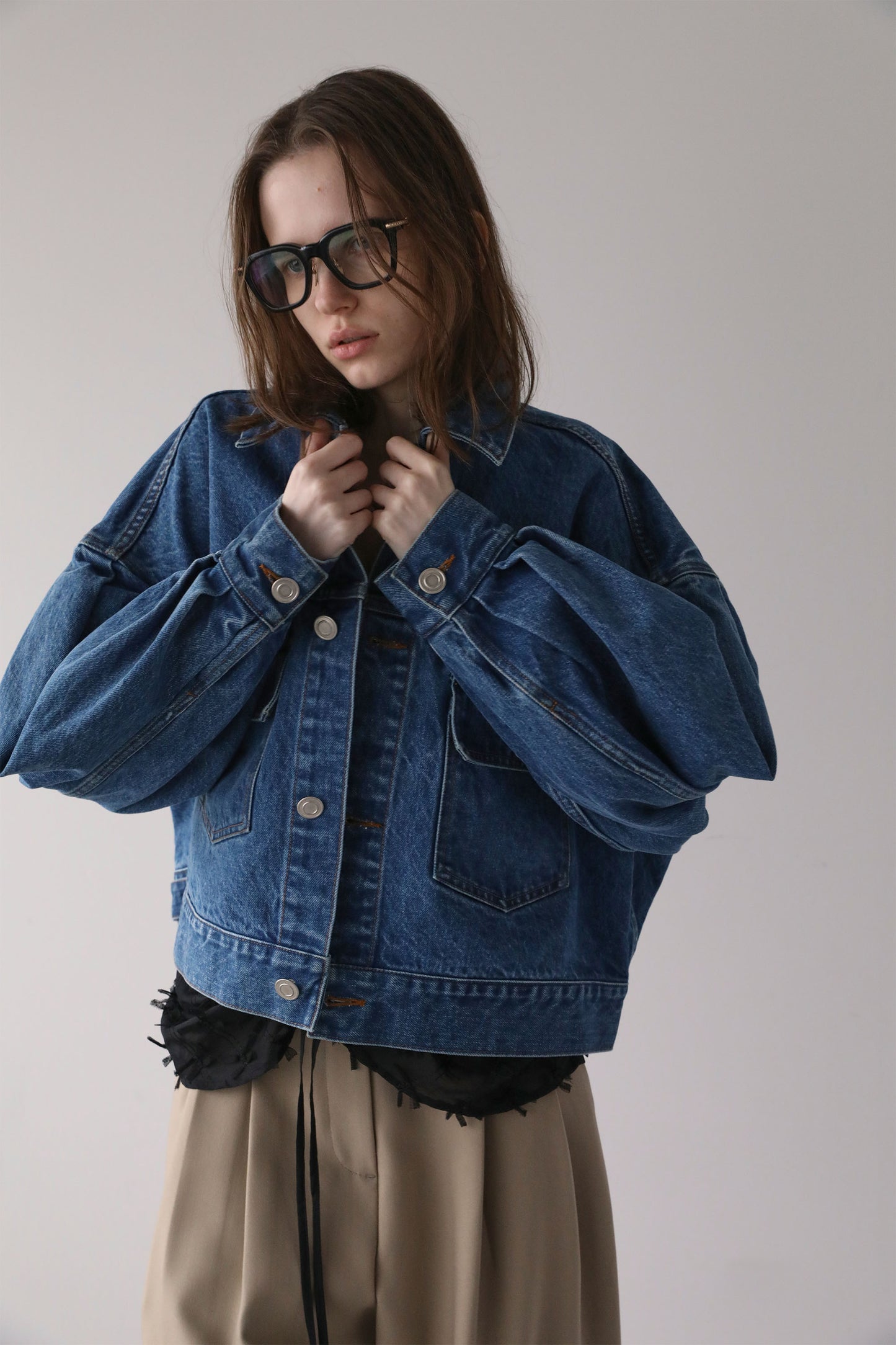 ショートデニムジャケット【BLUE】