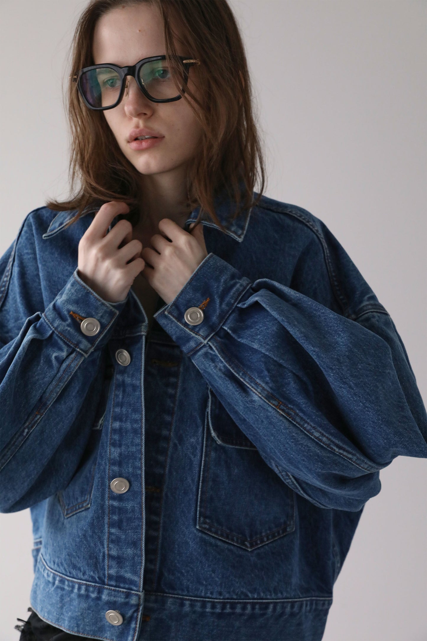 ショートデニムジャケット【BLUE】