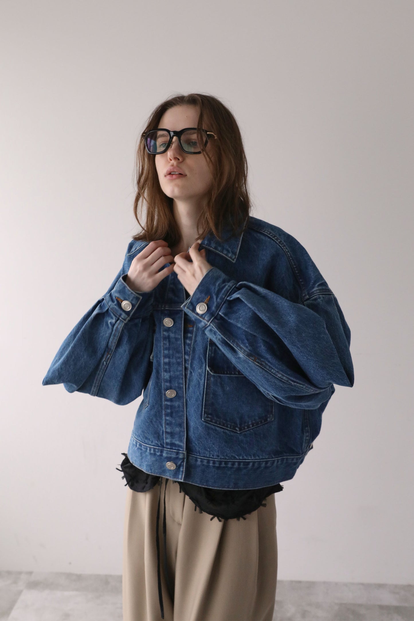 ショートデニムジャケット【BLUE】