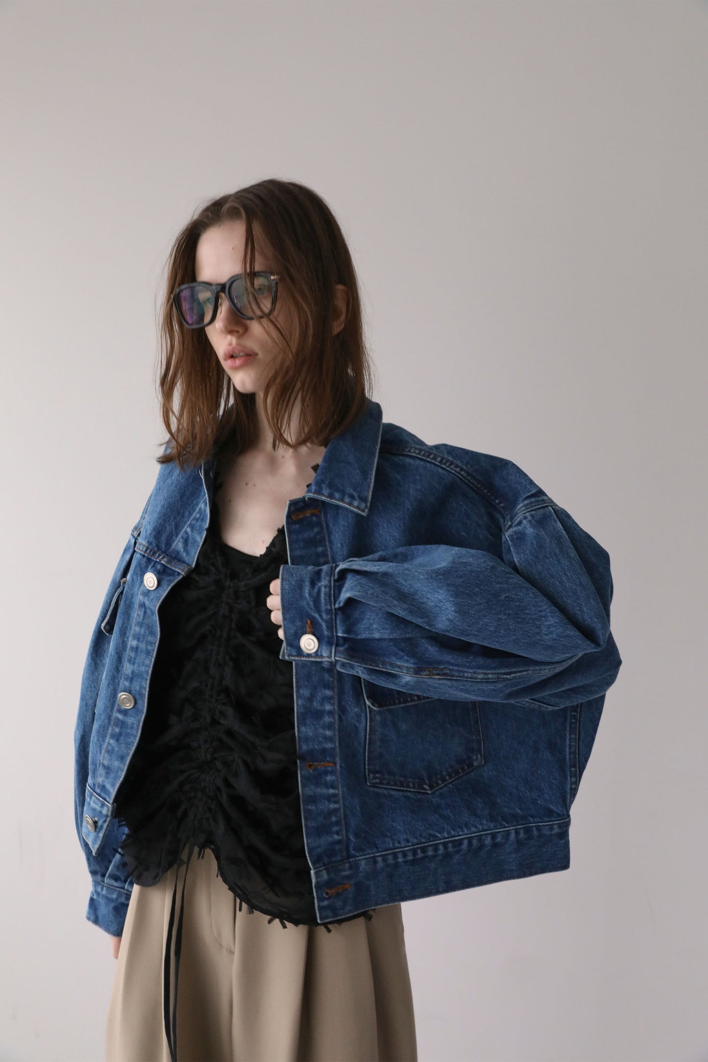 ショートデニムジャケット【BLUE】