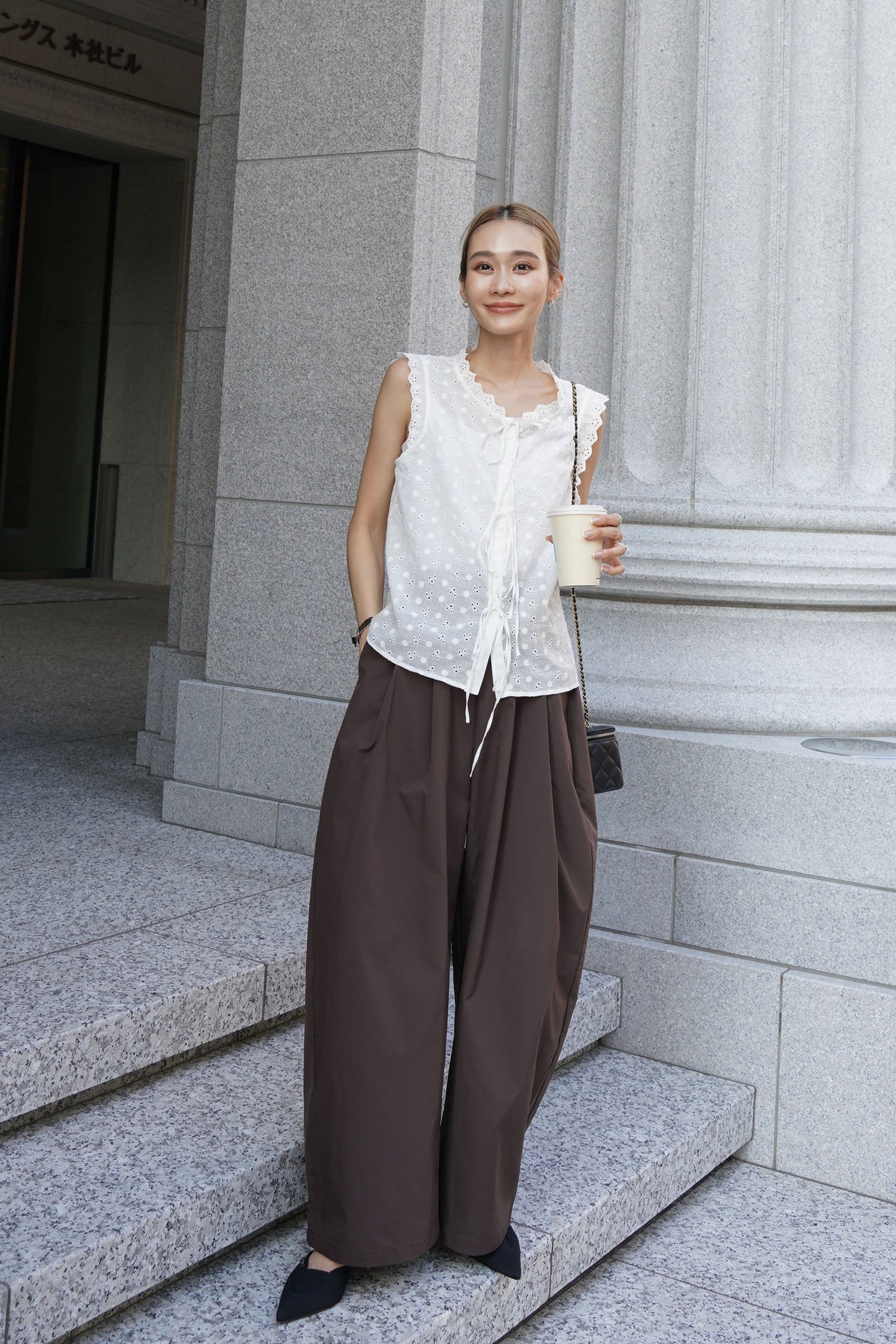 フロントリボントップス【WHITE】