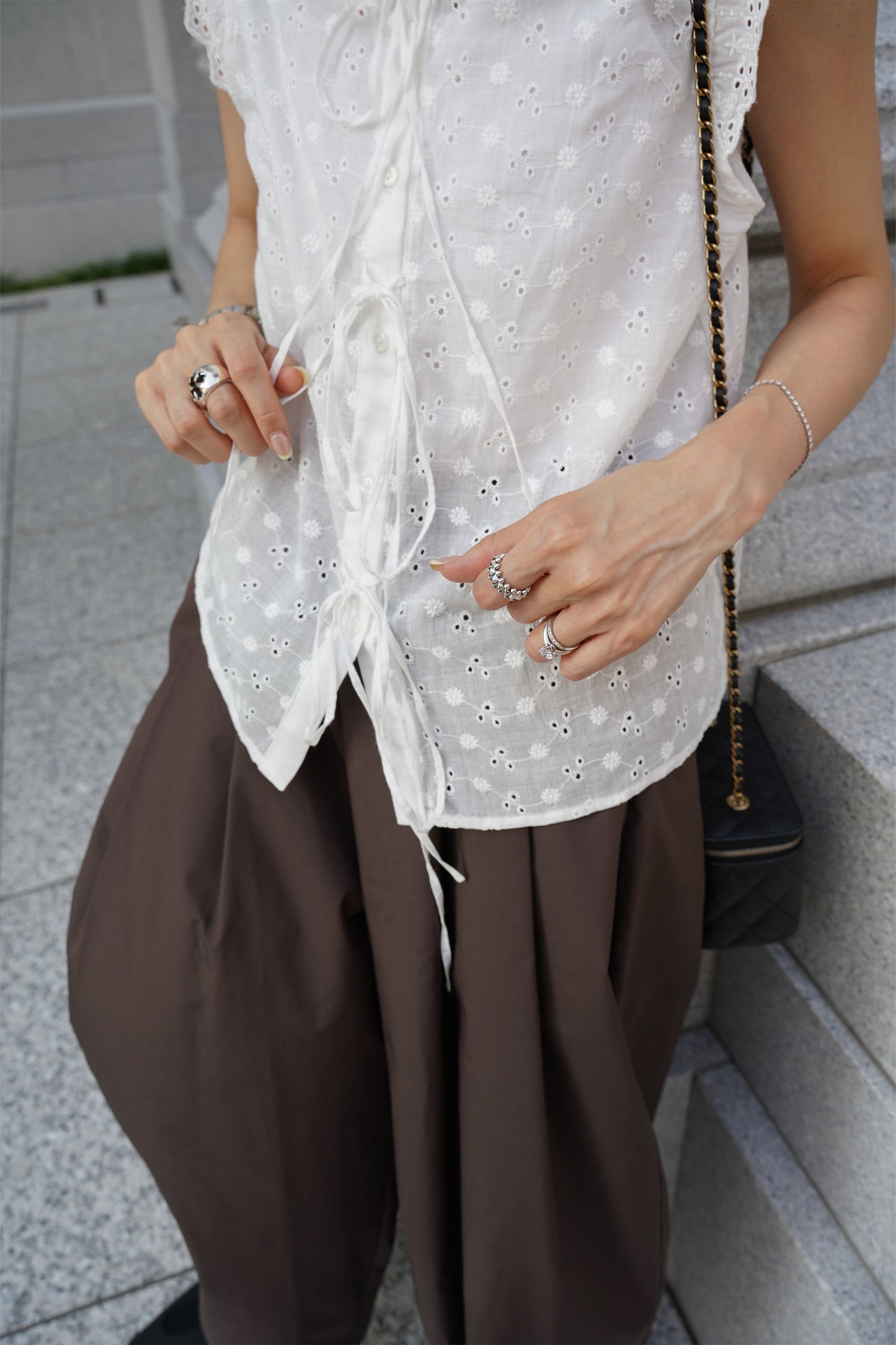 フロントリボントップス【WHITE】