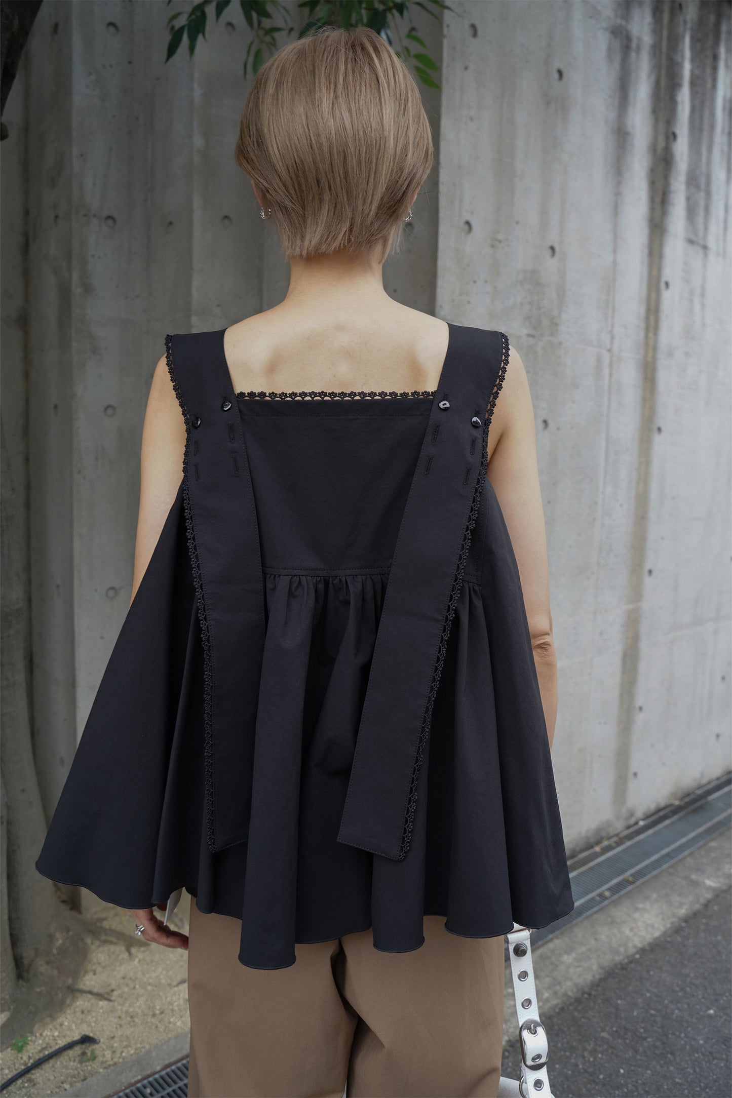 レースタックブラウス【BLACK】