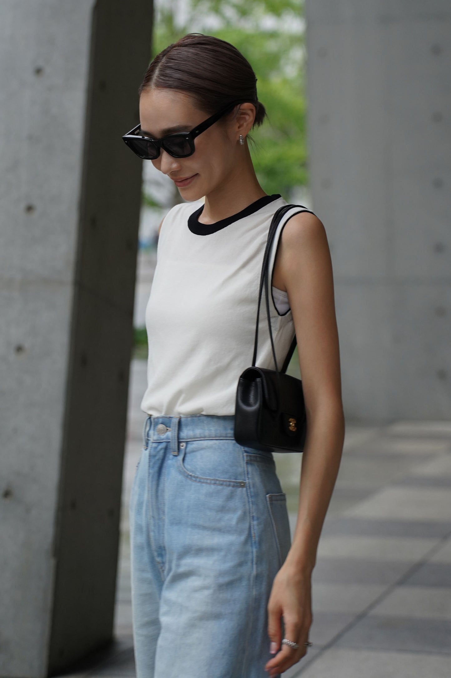 バイカラーネックニット【WHITE】