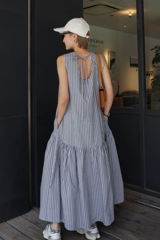 ボトムフレアノースリーブワンピース【GRAY】