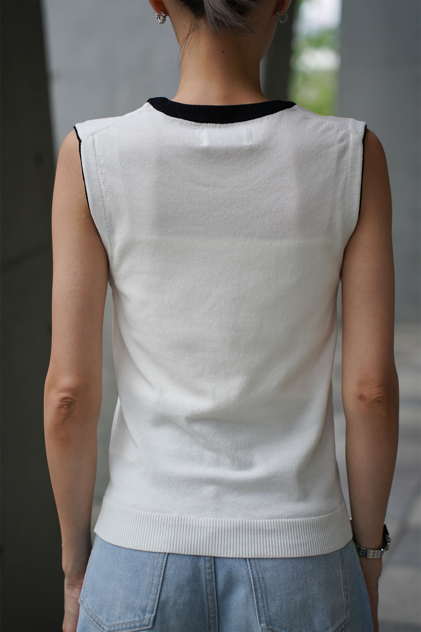 バイカラーネックニット【WHITE】