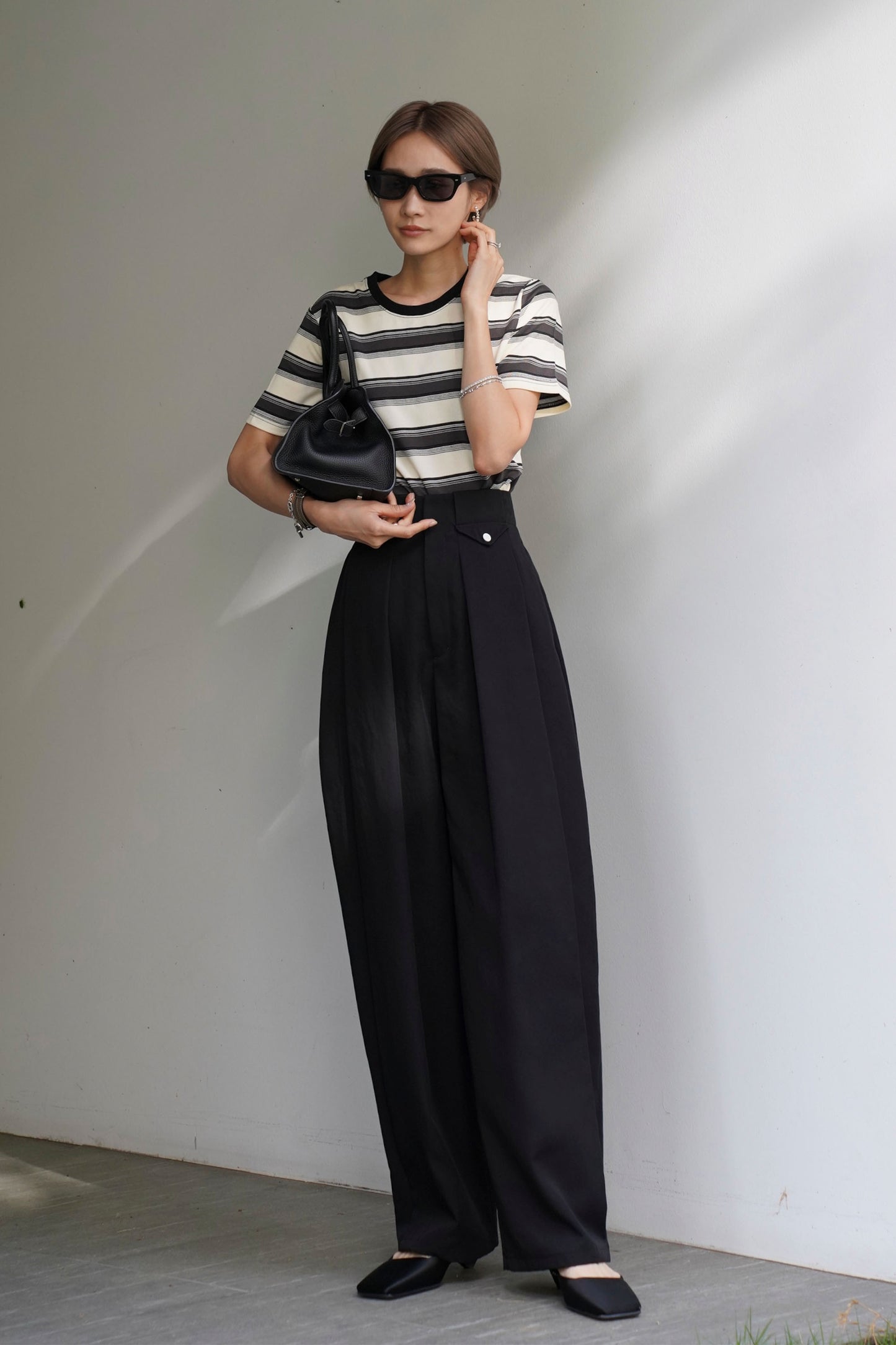 コンパクトボーダーTEE【BLACK】