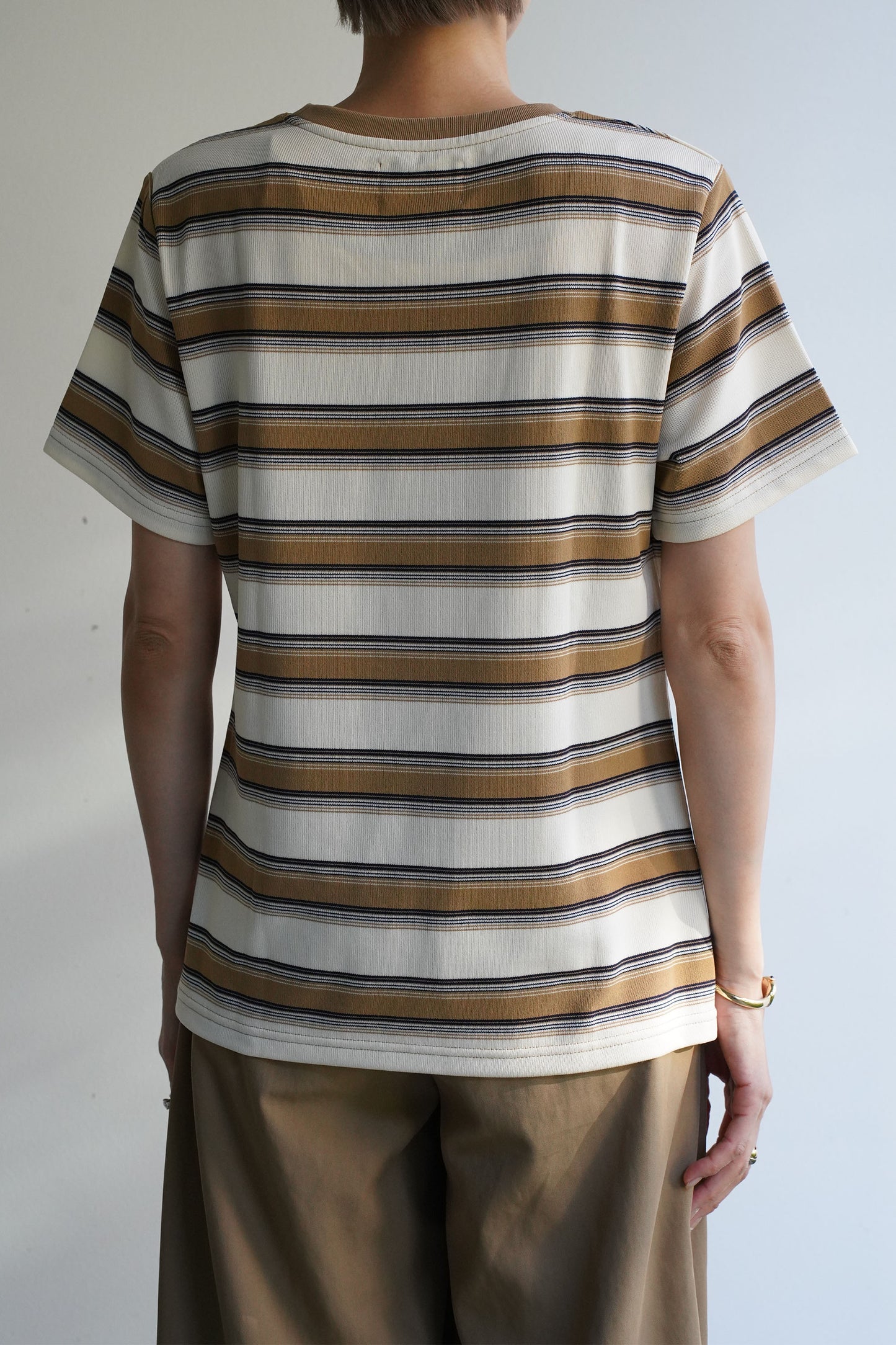 コンパクトボーダーTEE【BEIGE】