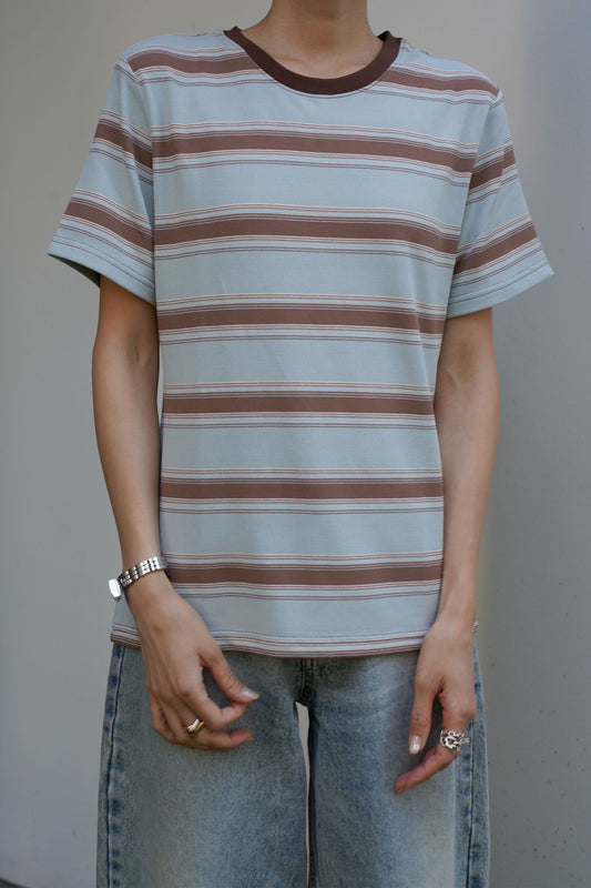 【予約販売7月末配送】コンパクトボーダーTEE【BLUE】
