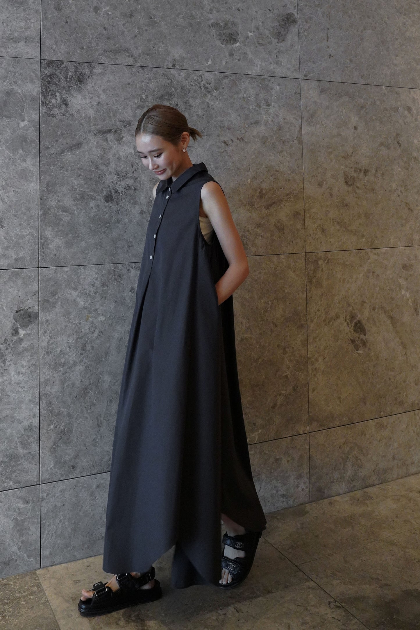 ヘムラインワンピース【BLACK】