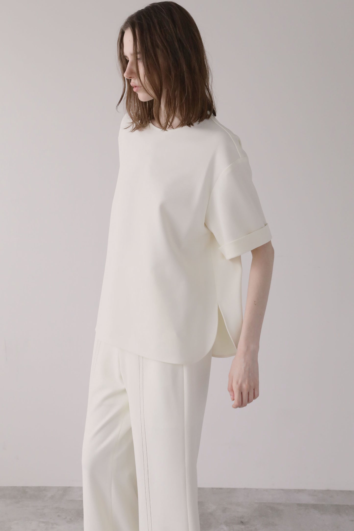 【予約販売5月末配送】ジョーゼットサテンカラートップス【WHITE】