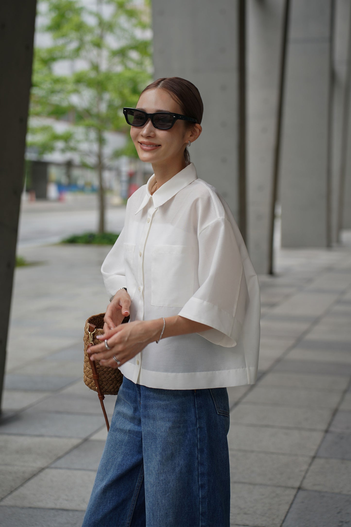 クロップドシャツ【WHITE】
