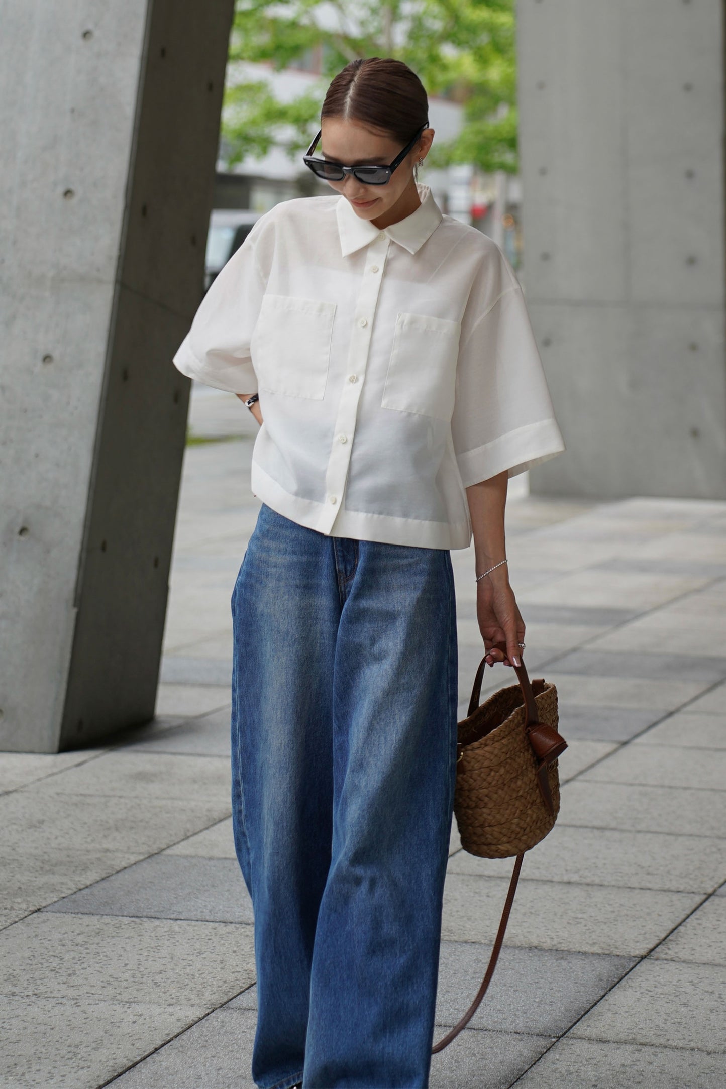 クロップドシャツ【WHITE】