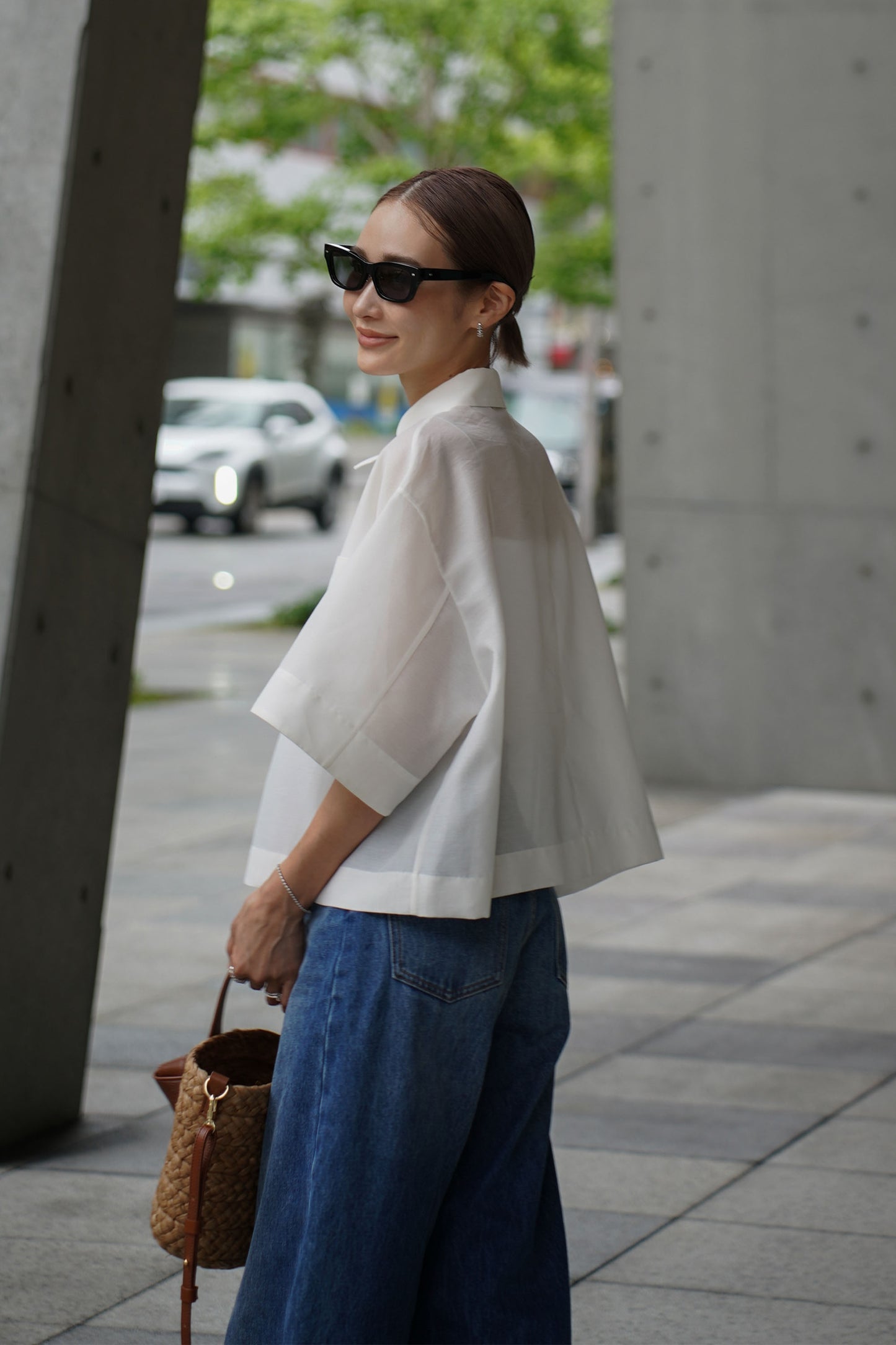 クロップドシャツ【WHITE】