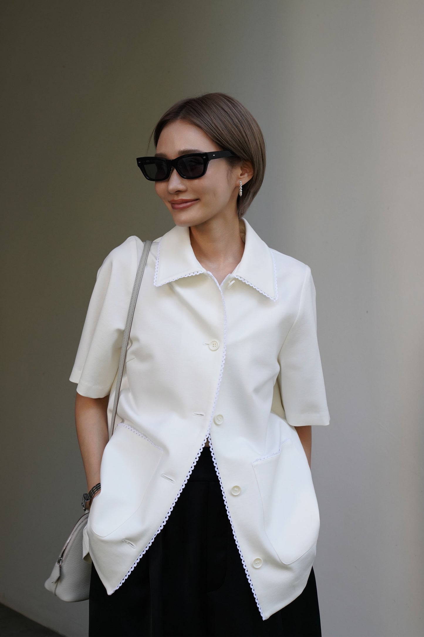 ステッチカラートップス【WHITE】
