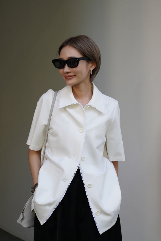 ステッチカラートップス【WHITE】