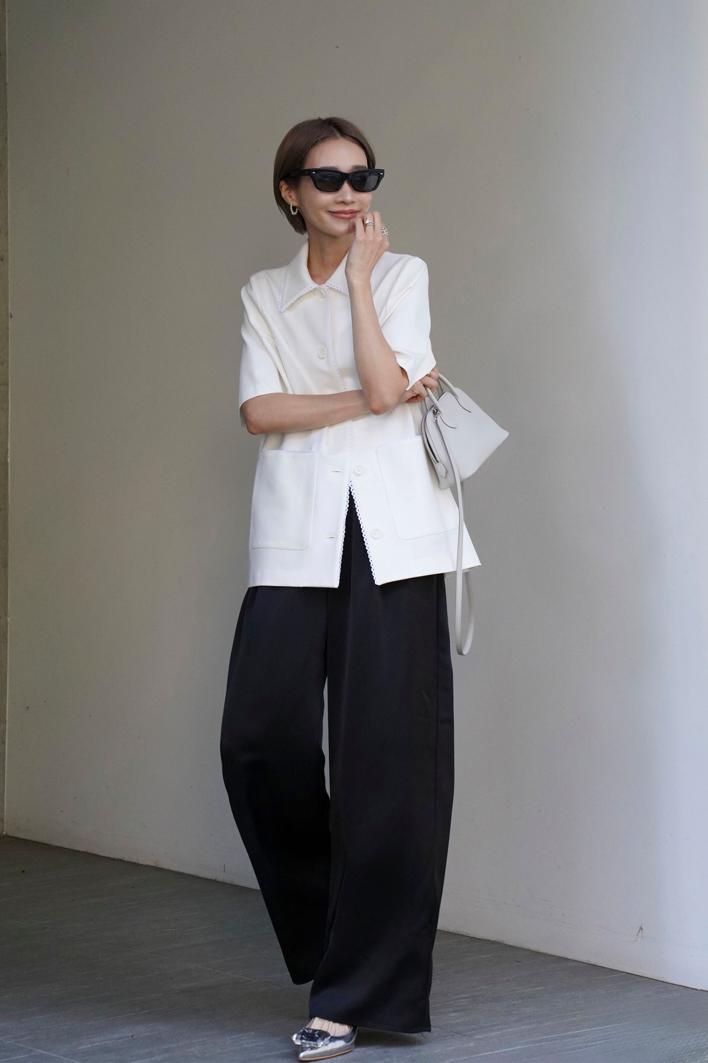 ステッチカラートップス【WHITE】