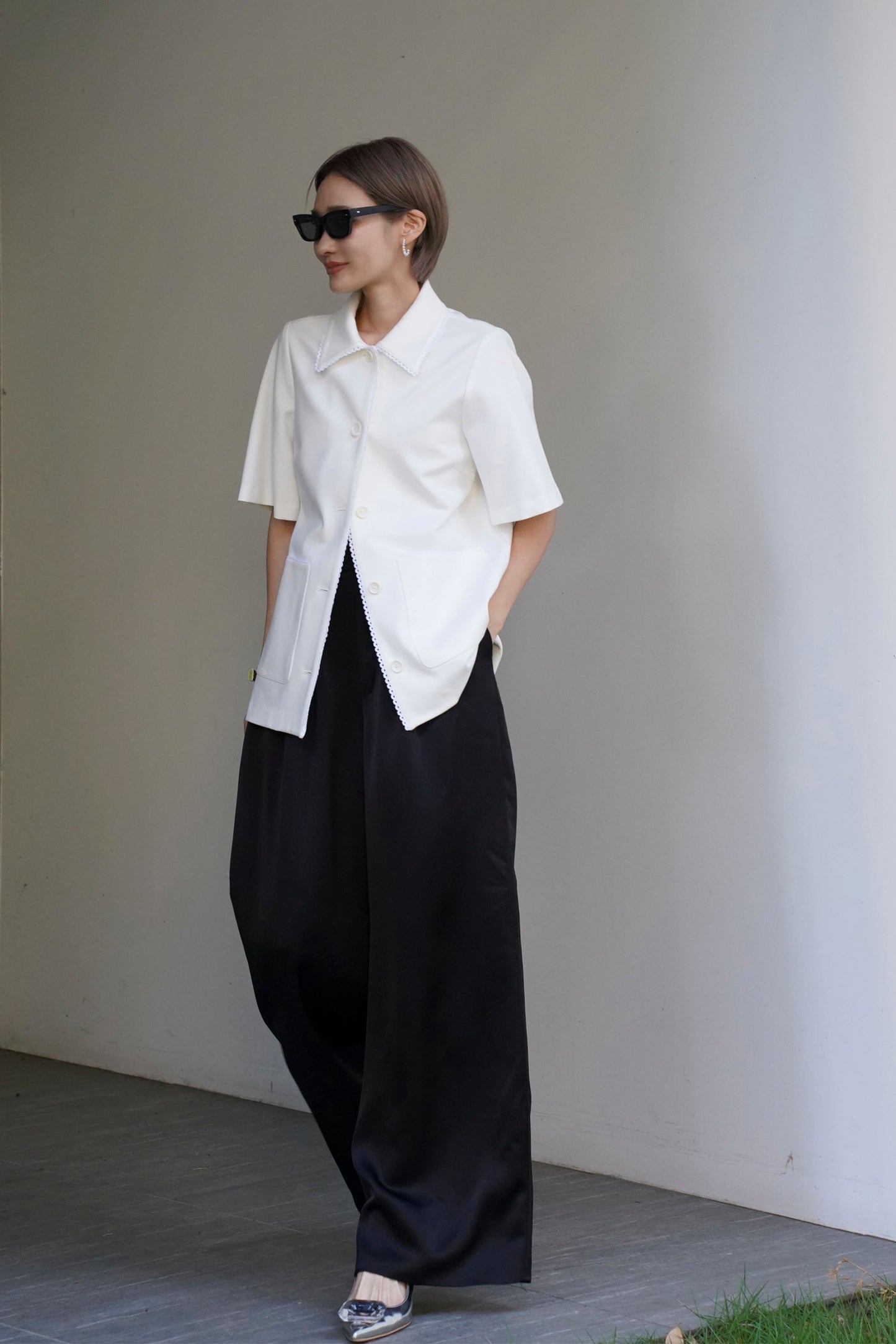 ステッチカラートップス【WHITE】