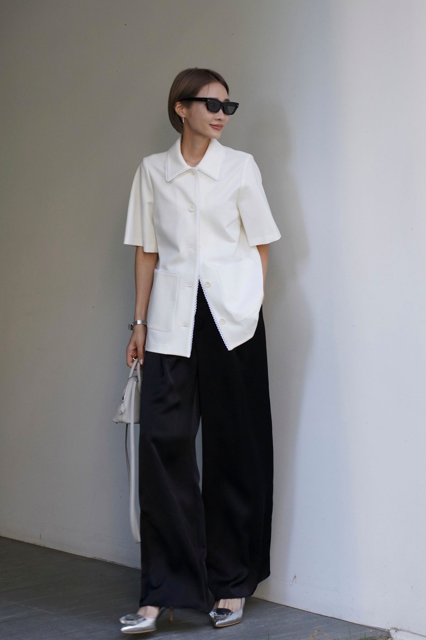 ステッチカラートップス【WHITE】