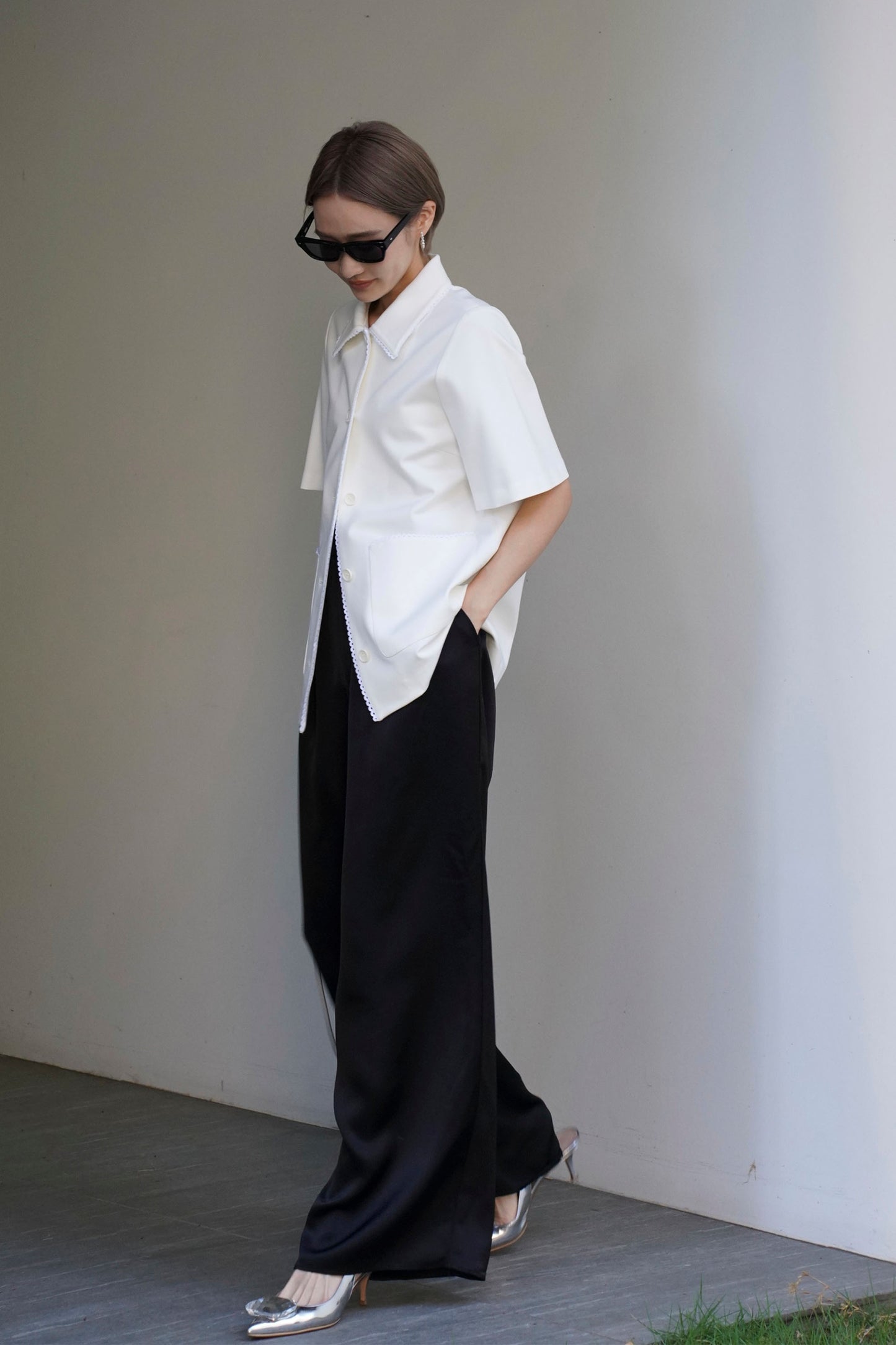 ステッチカラートップス【WHITE】