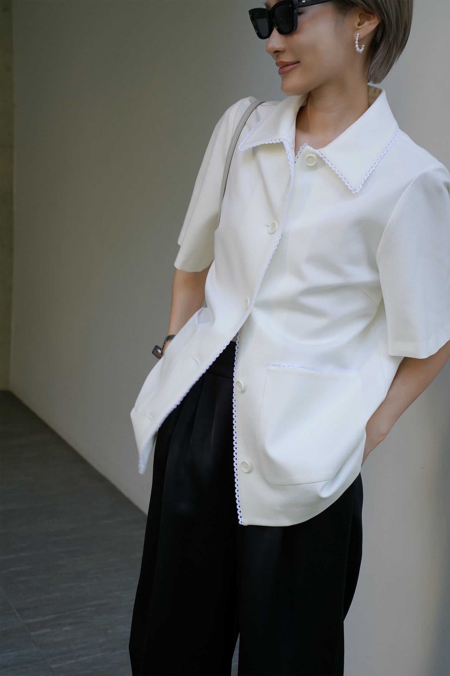 ステッチカラートップス【WHITE】