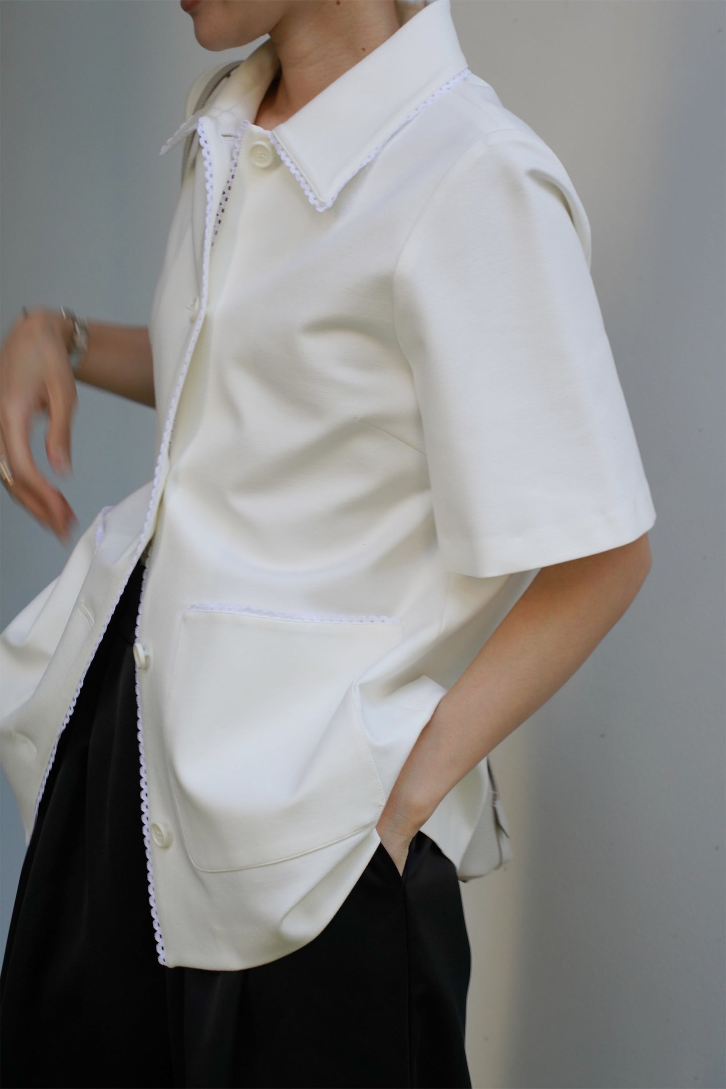 ステッチカラートップス【WHITE】