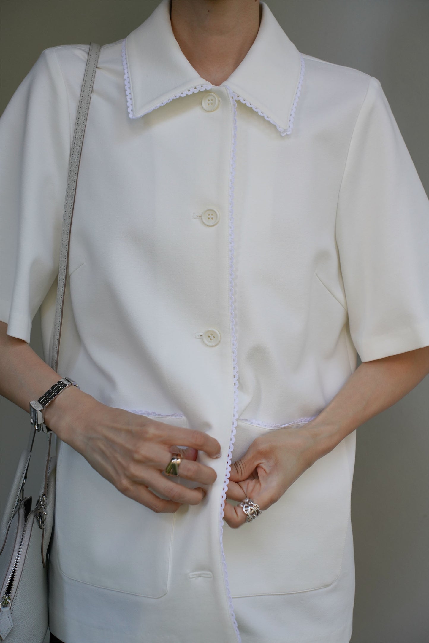 ステッチカラートップス【WHITE】