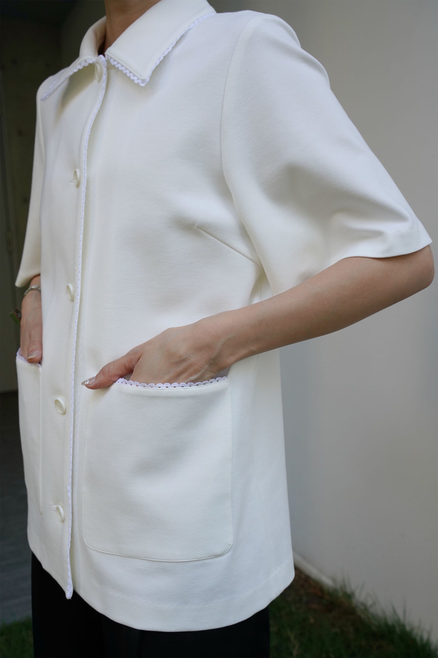 ステッチカラートップス【WHITE】