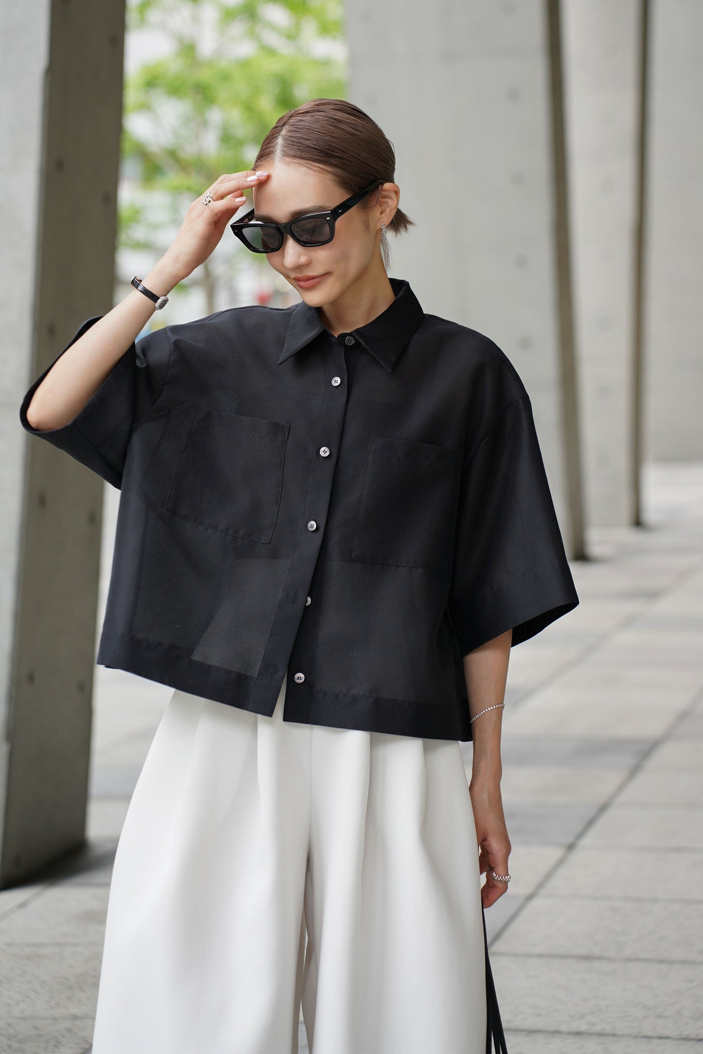 クロップドシャツ【BLACK】