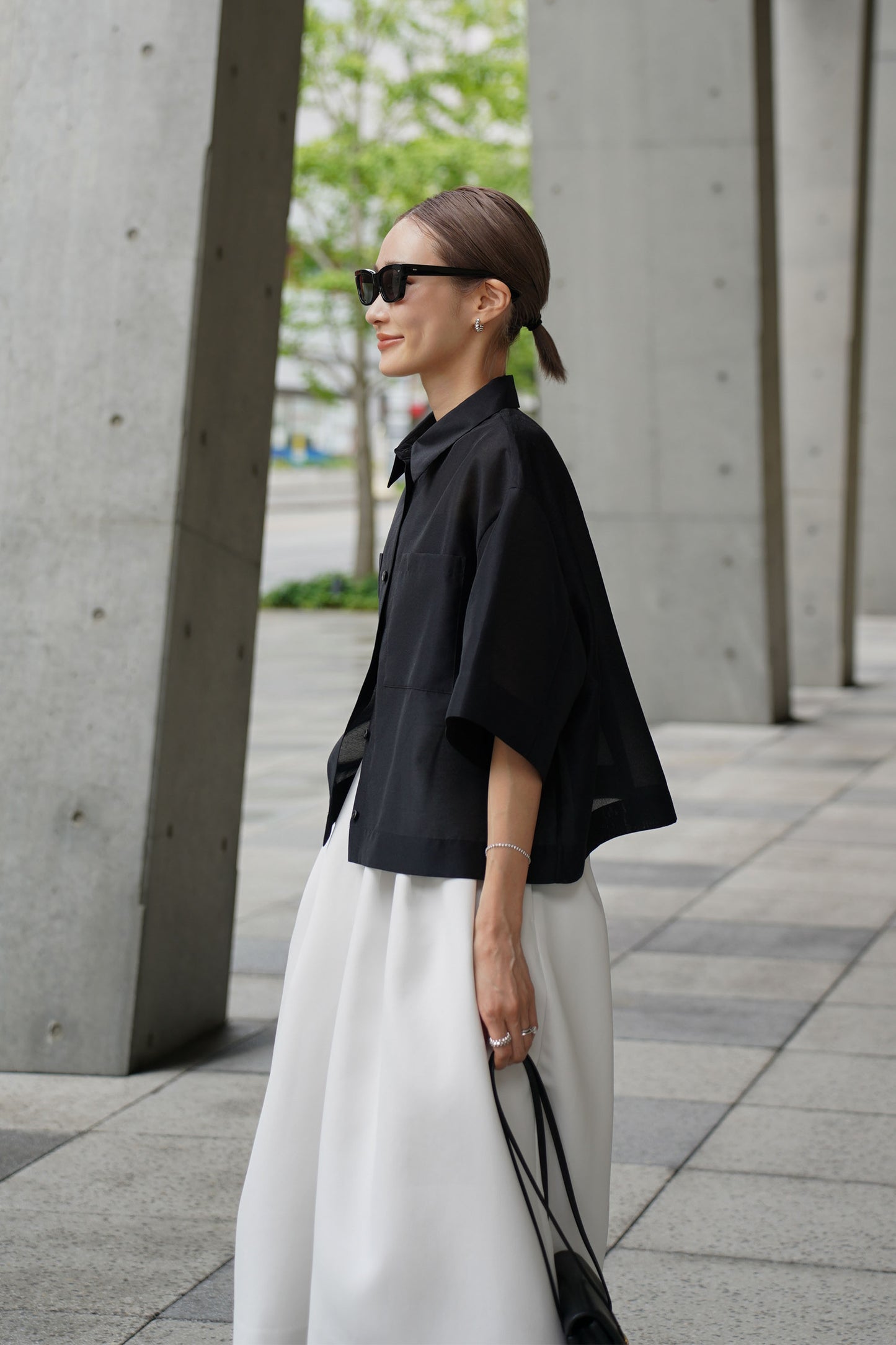 クロップドシャツ【BLACK】